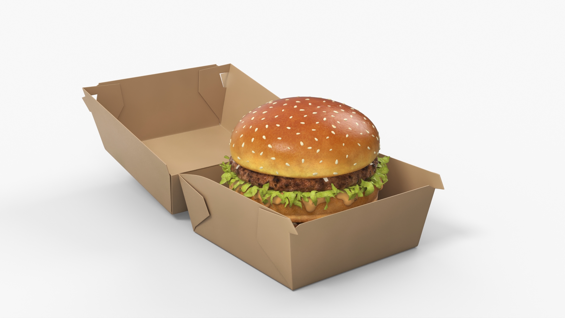 Beef Burger with Packaging Container, view 3