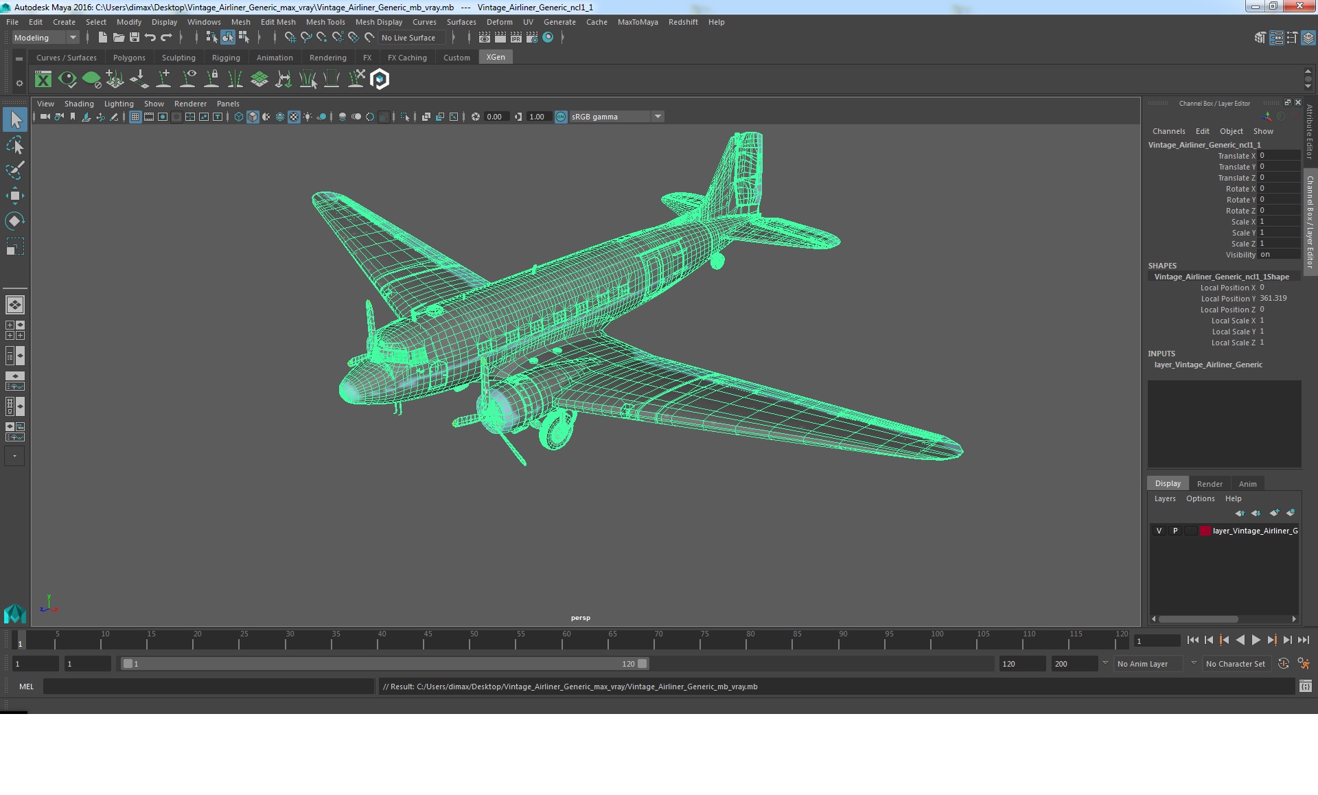Vintage Airliner Generic 3D model