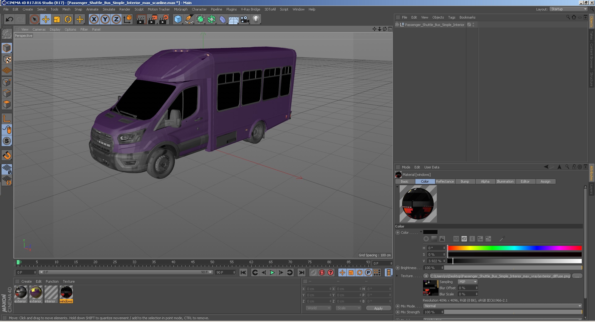 Passenger Shuttle Bus Simple Interior 3D