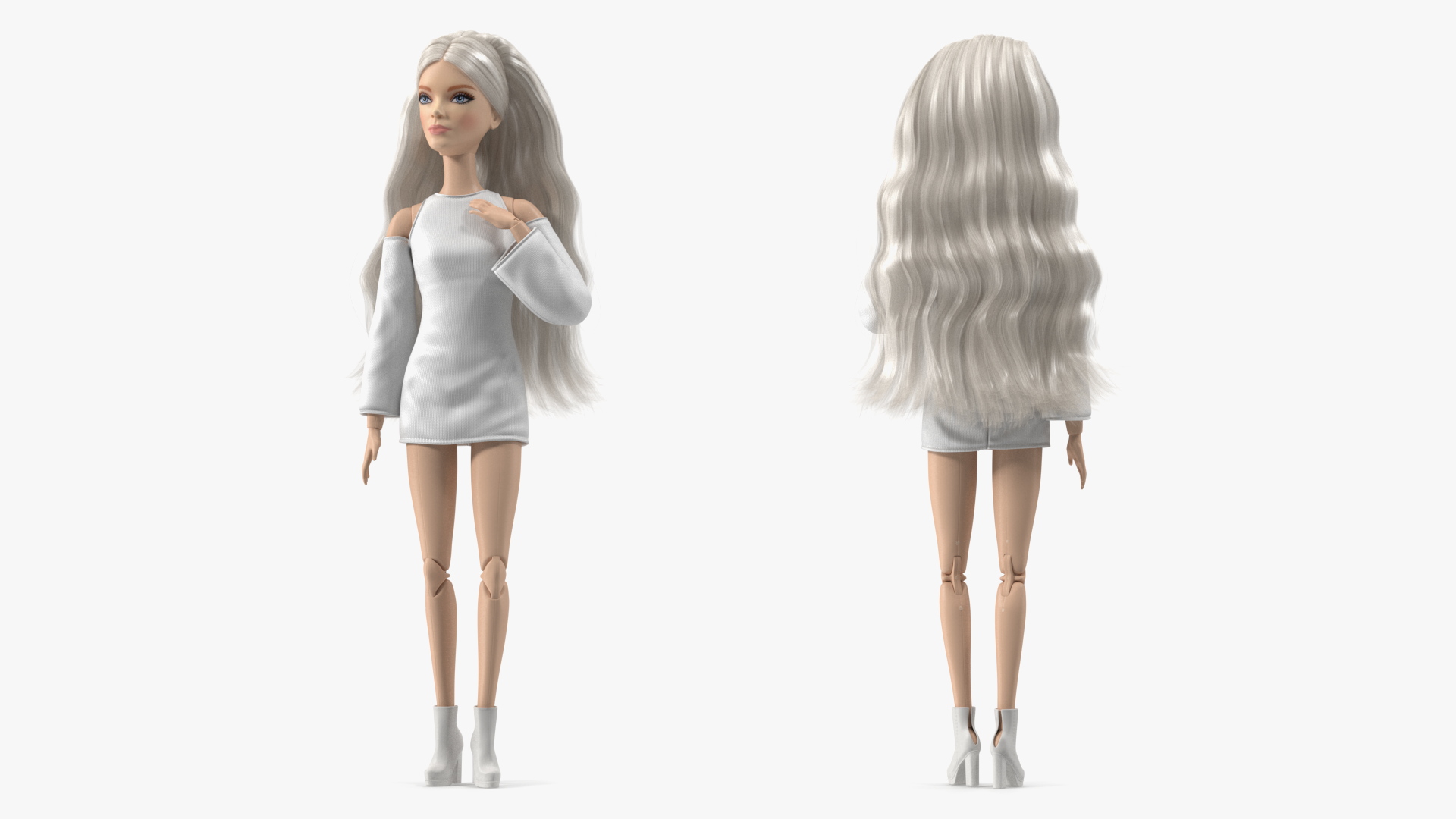3D model Barbie Doll White Dress Rigged