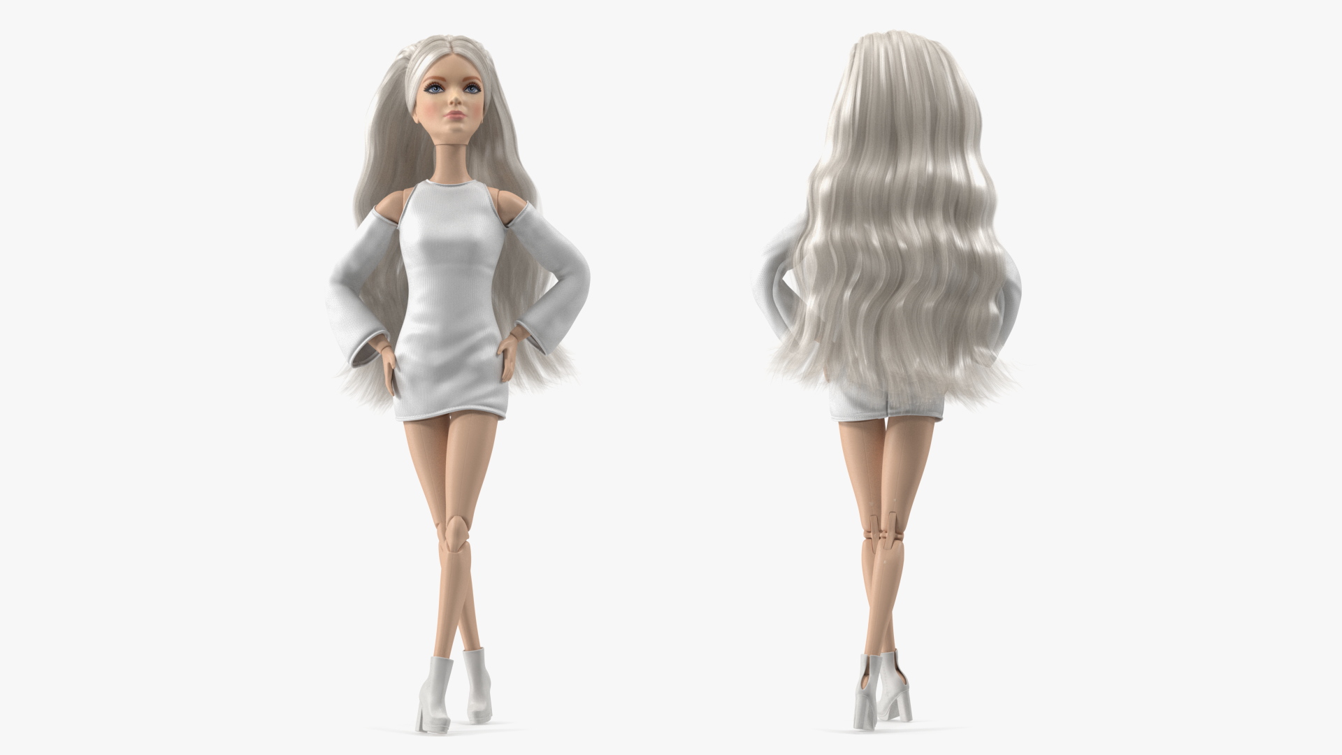 3D model Barbie Doll White Dress Rigged