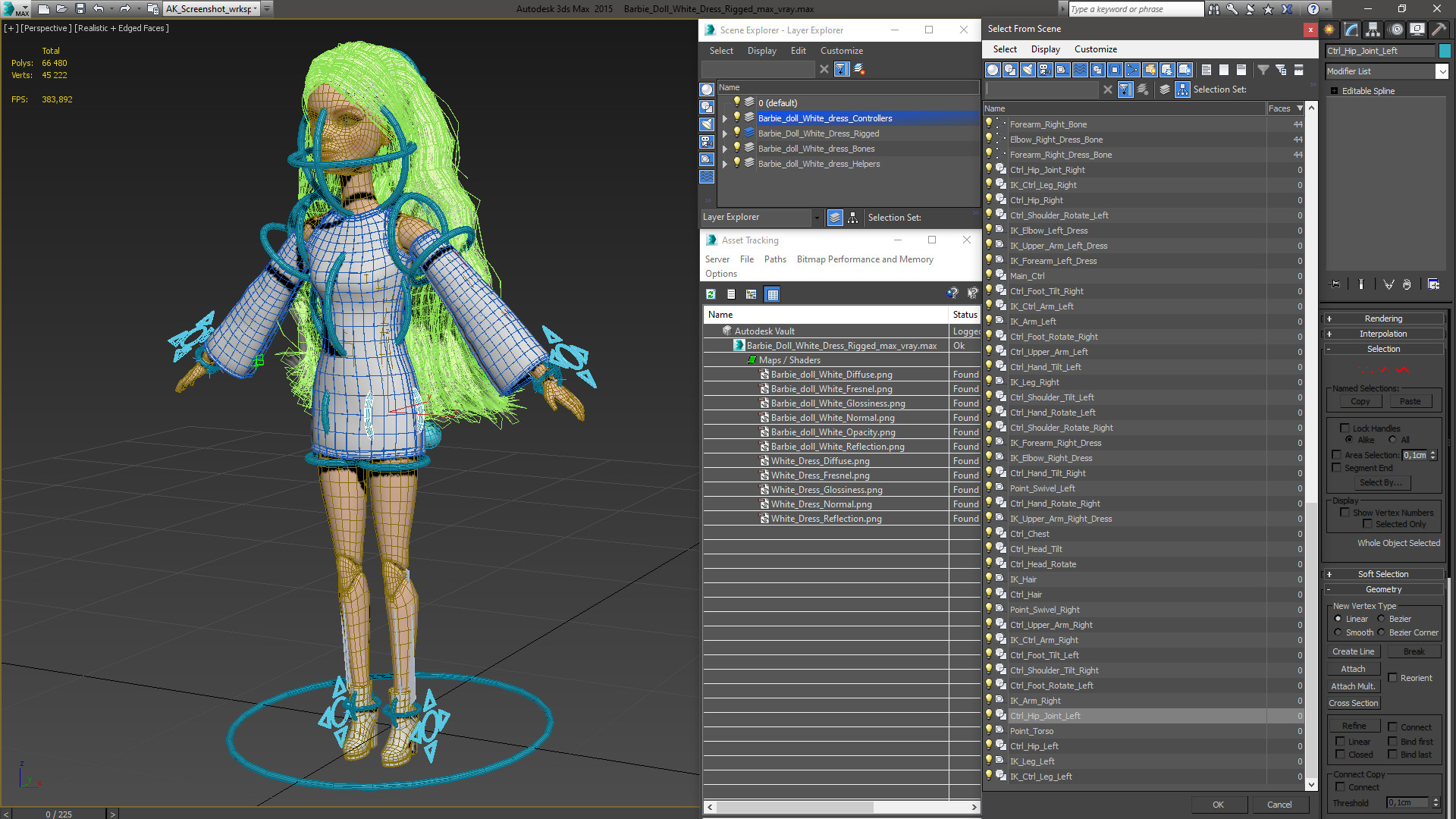 3D model Barbie Doll White Dress Rigged