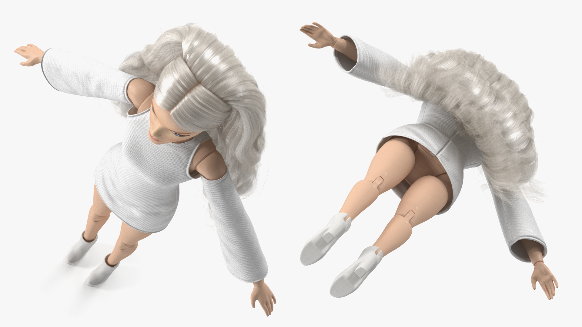 3D model Barbie Doll White Dress Rigged