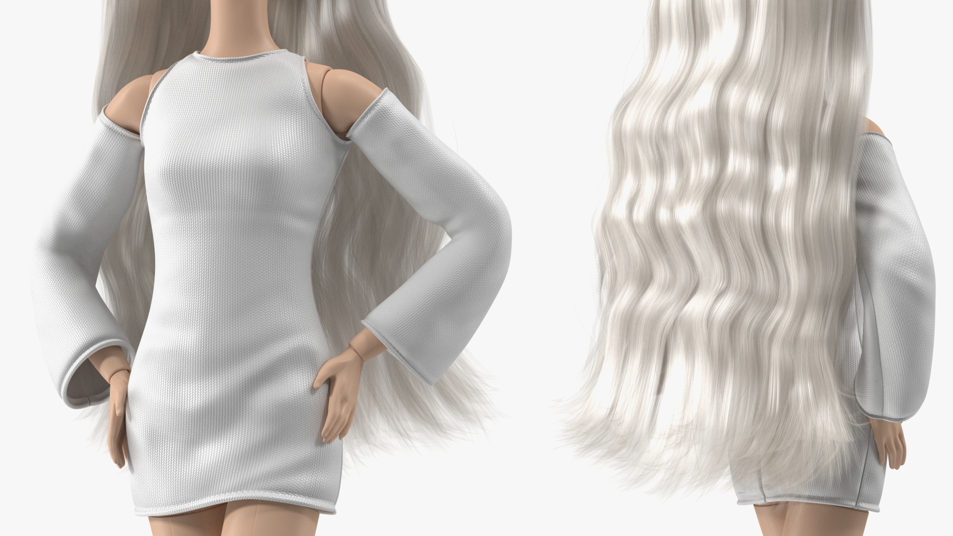 3D model Barbie Doll White Dress Rigged