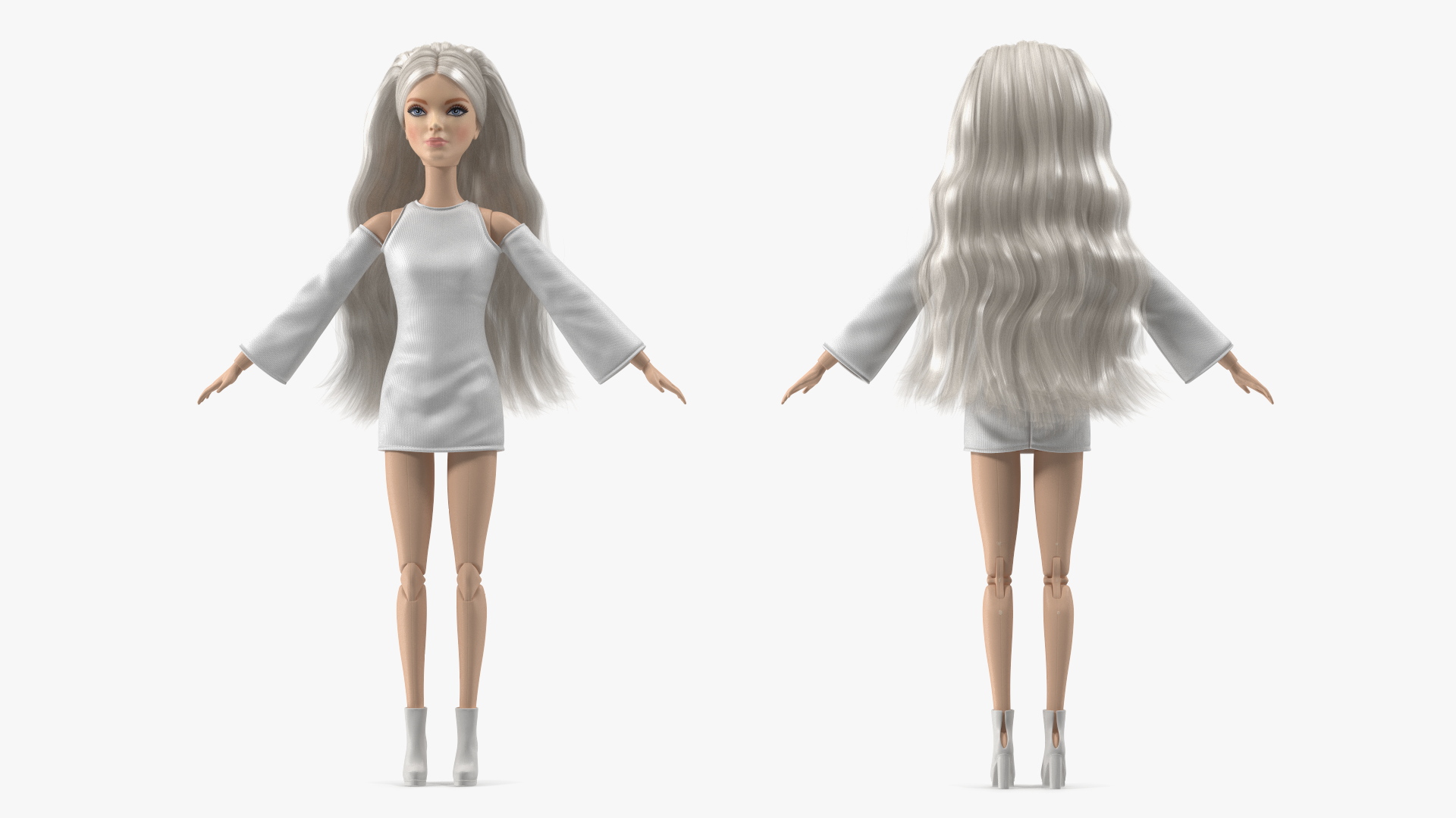3D model Barbie Doll White Dress Rigged