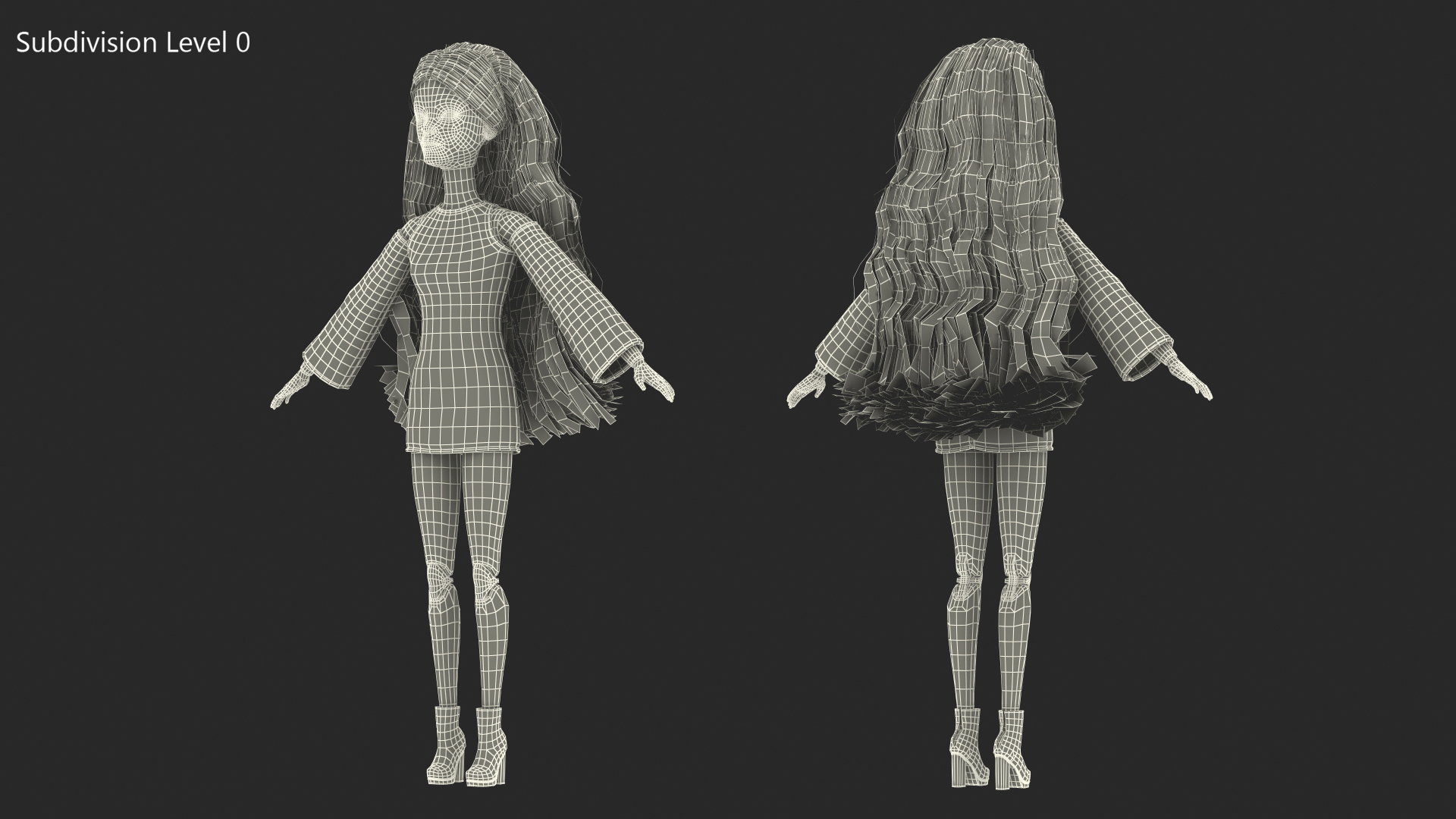 3D model Barbie Doll White Dress Rigged