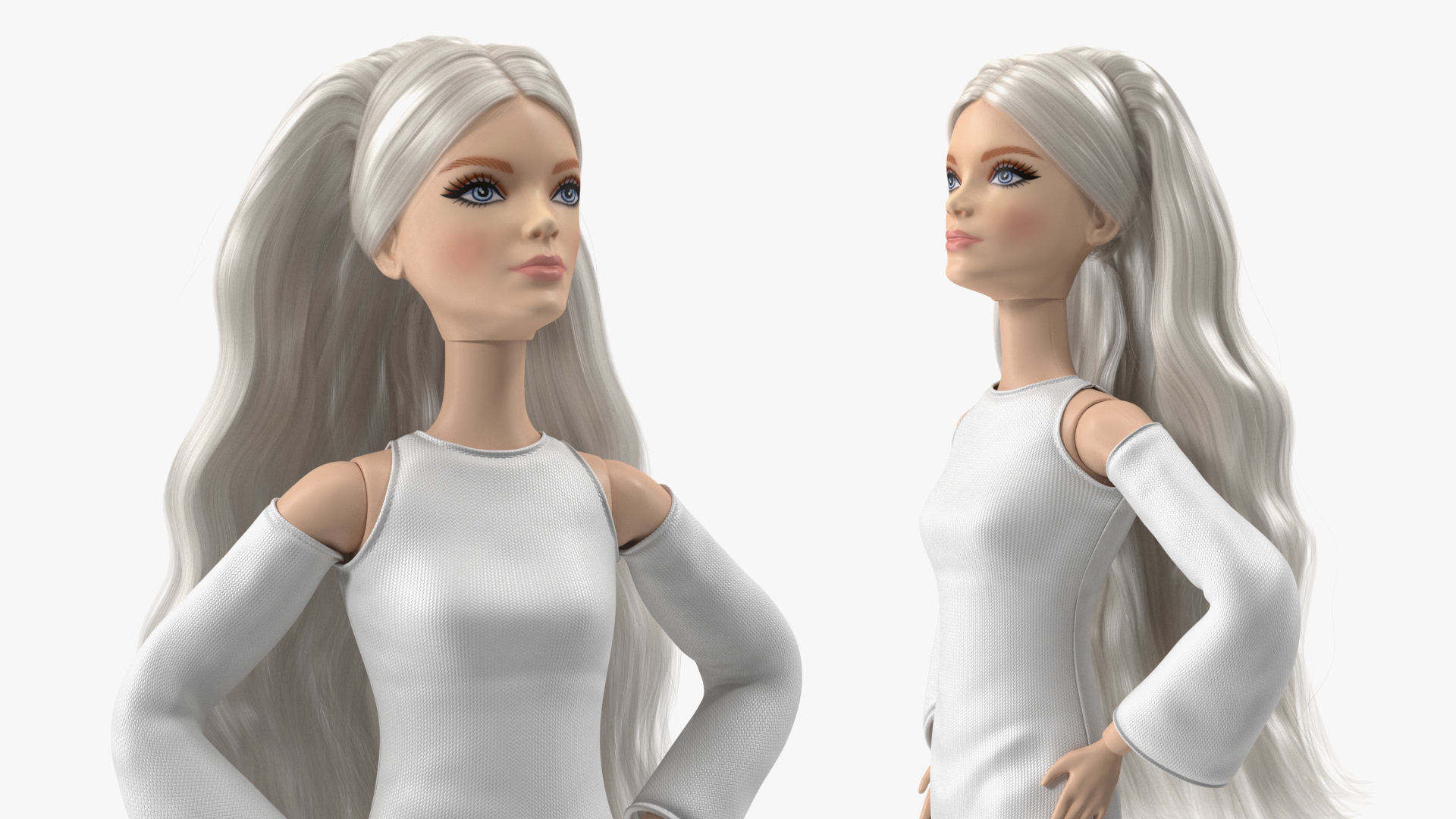3D model Barbie Doll White Dress Rigged