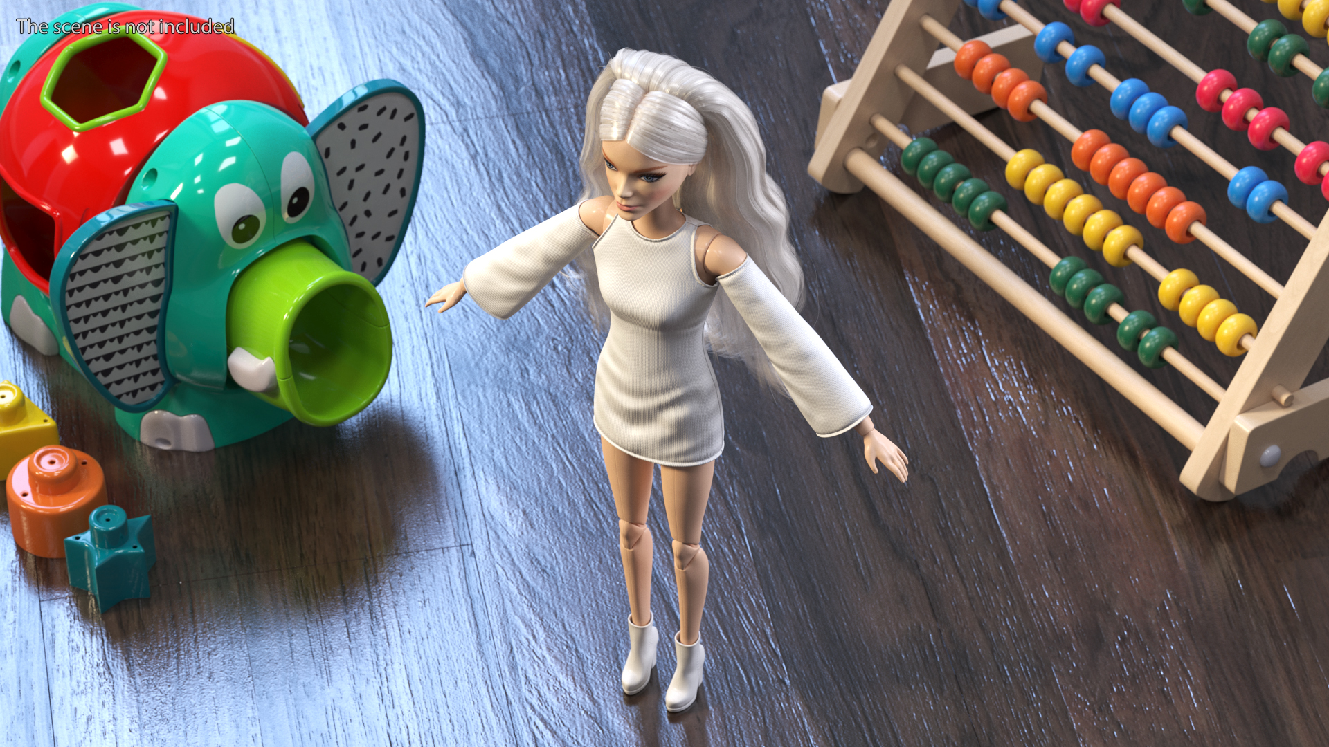 3D model Barbie Doll White Dress Rigged