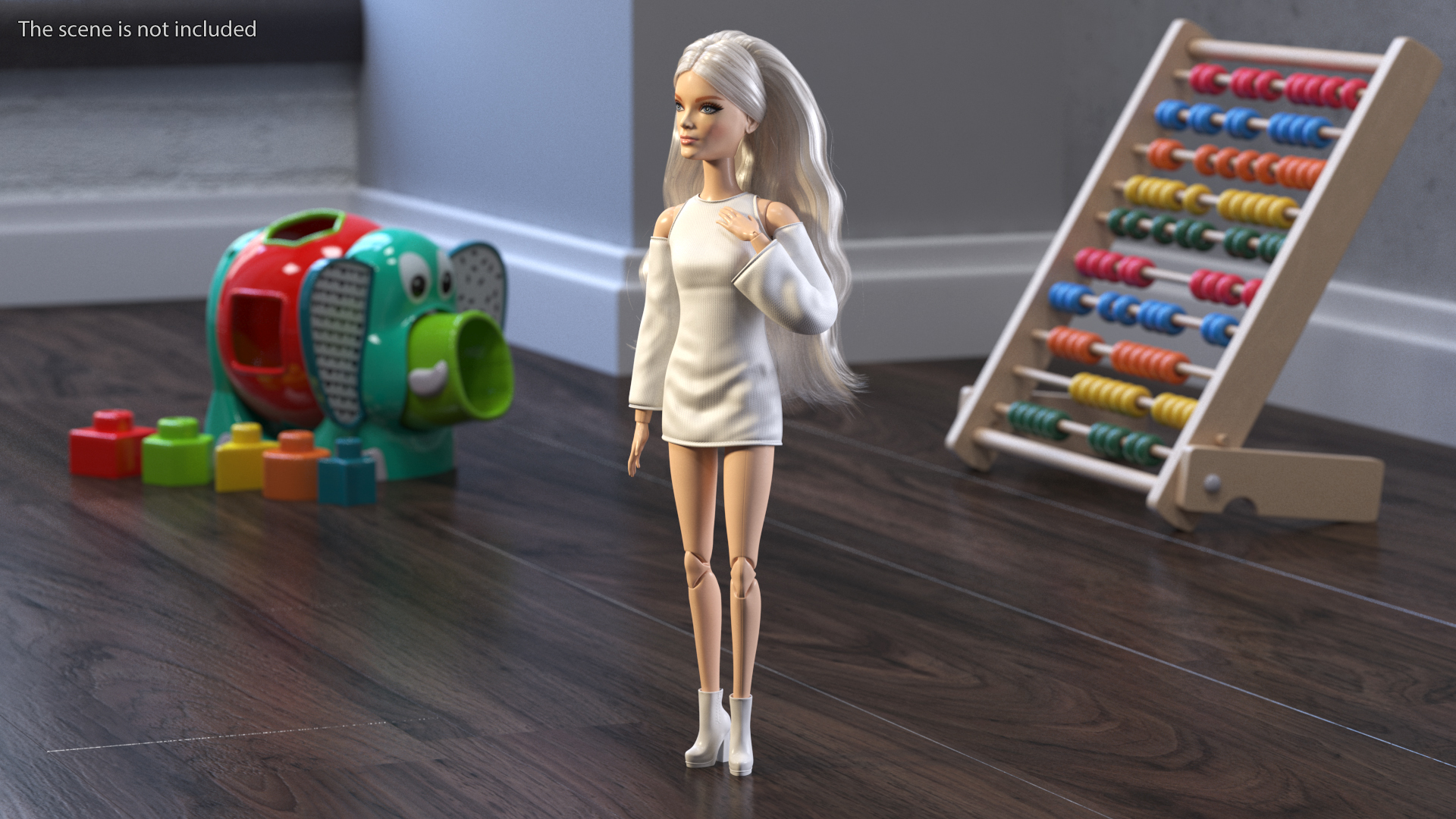 3D model Barbie Doll White Dress Rigged