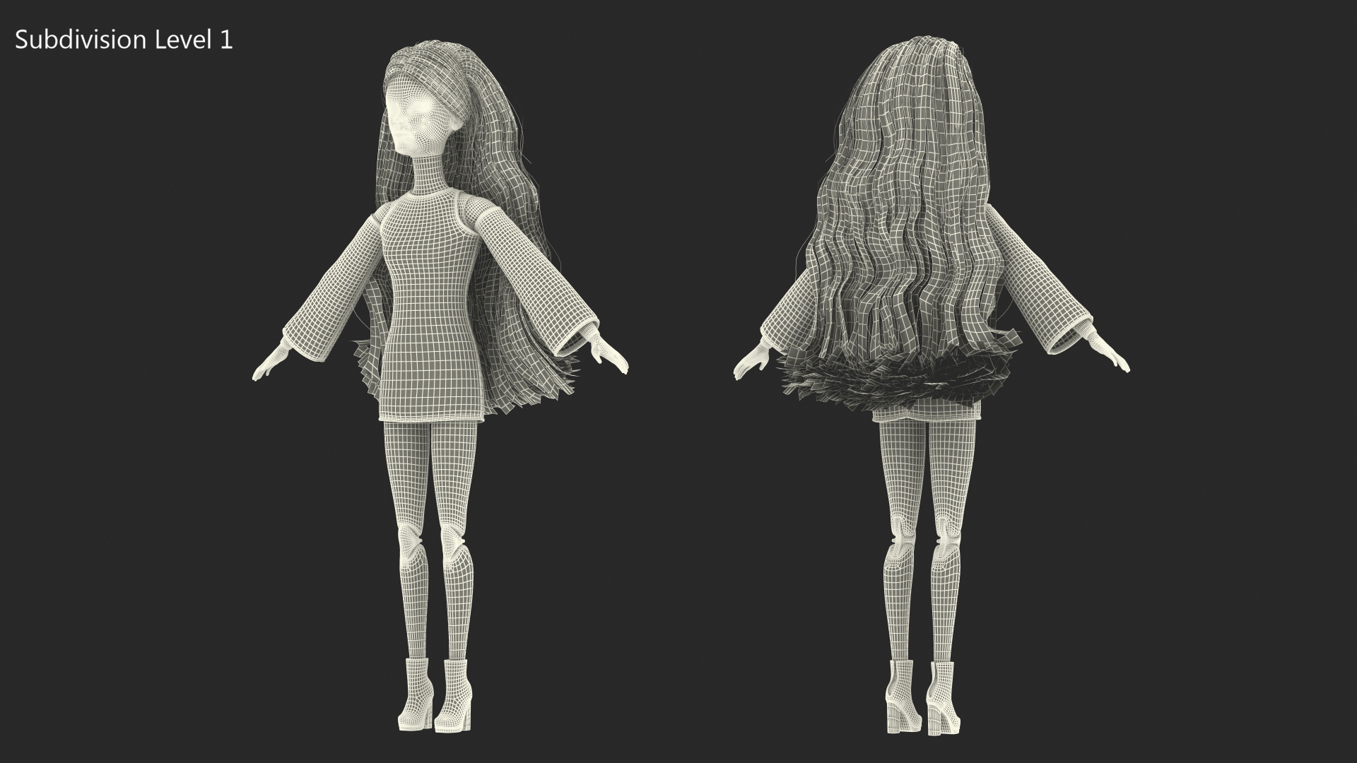 3D model Barbie Doll White Dress Rigged