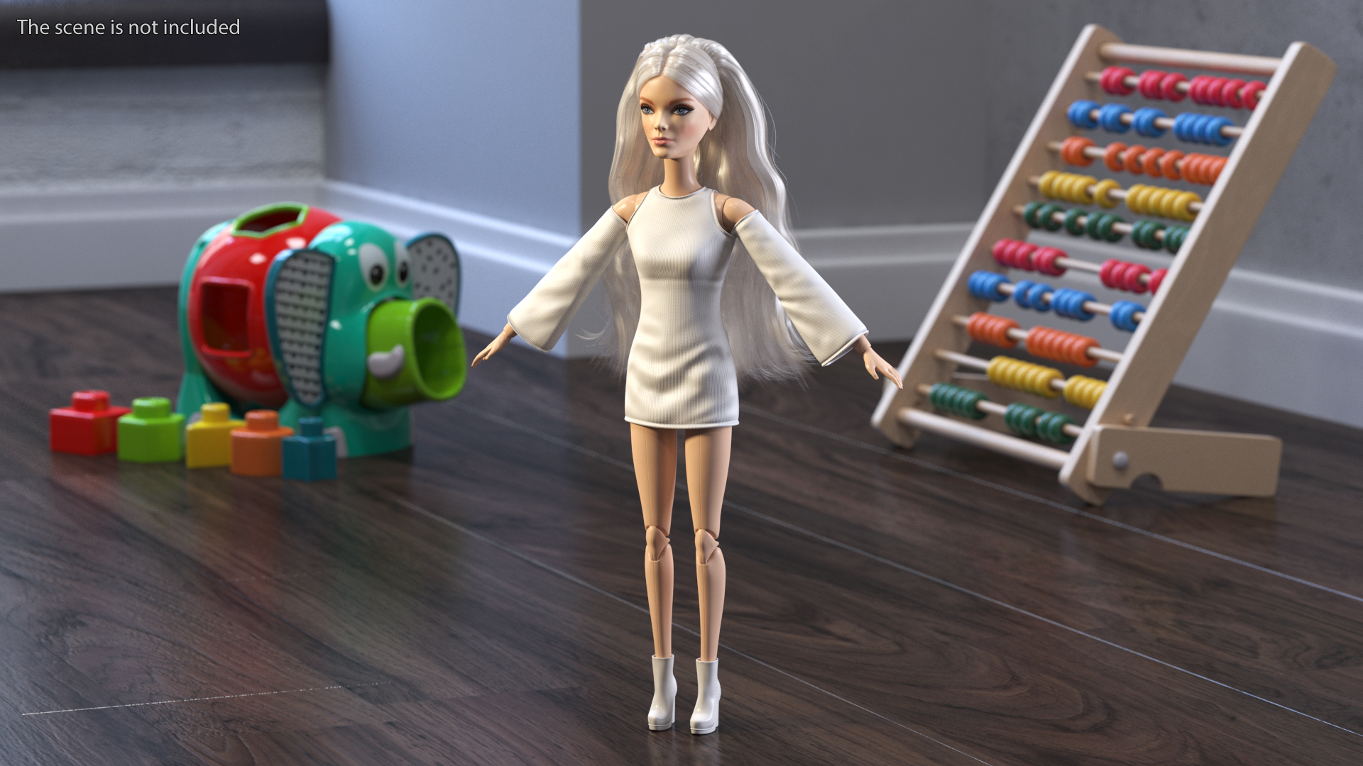 3D model Barbie Doll White Dress Rigged