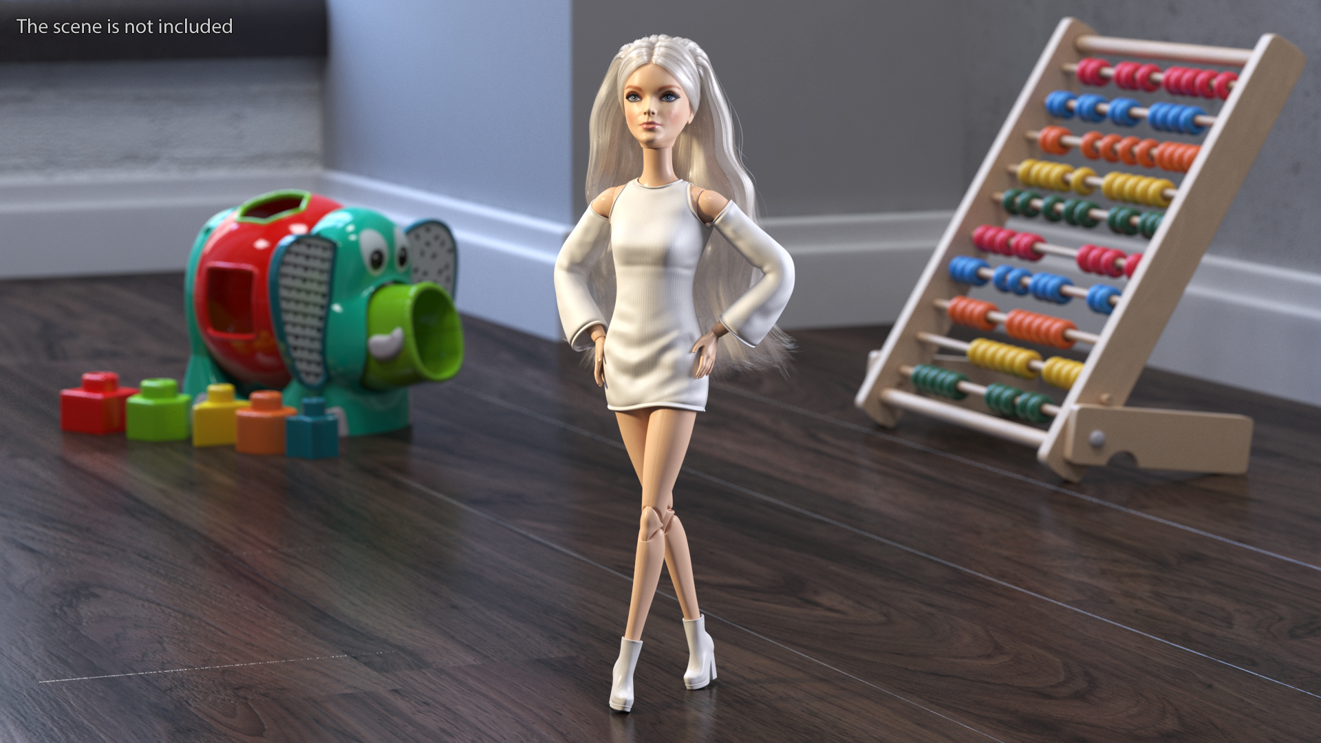 3D model Barbie Doll White Dress Rigged