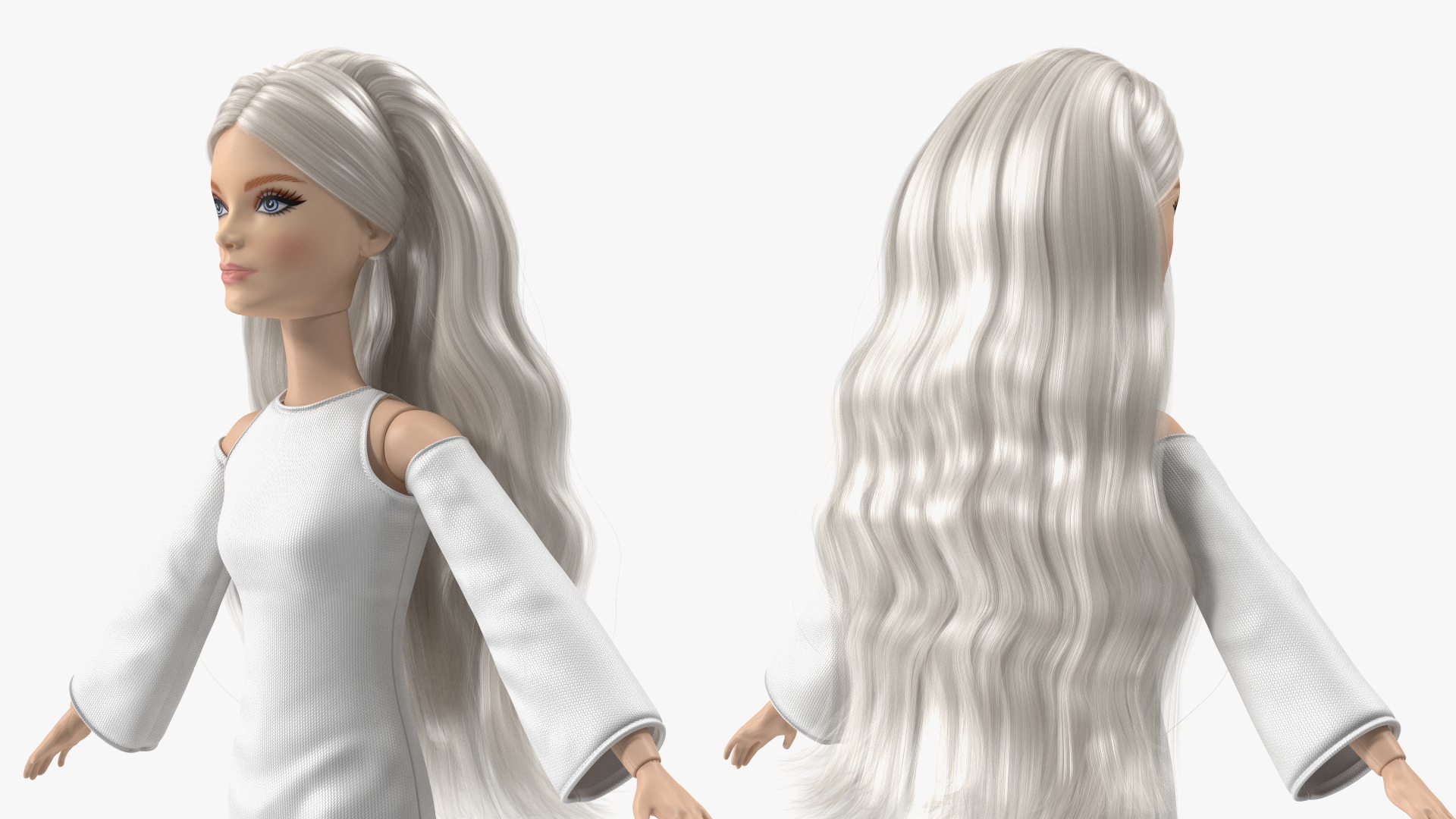 3D model Barbie Doll White Dress Rigged