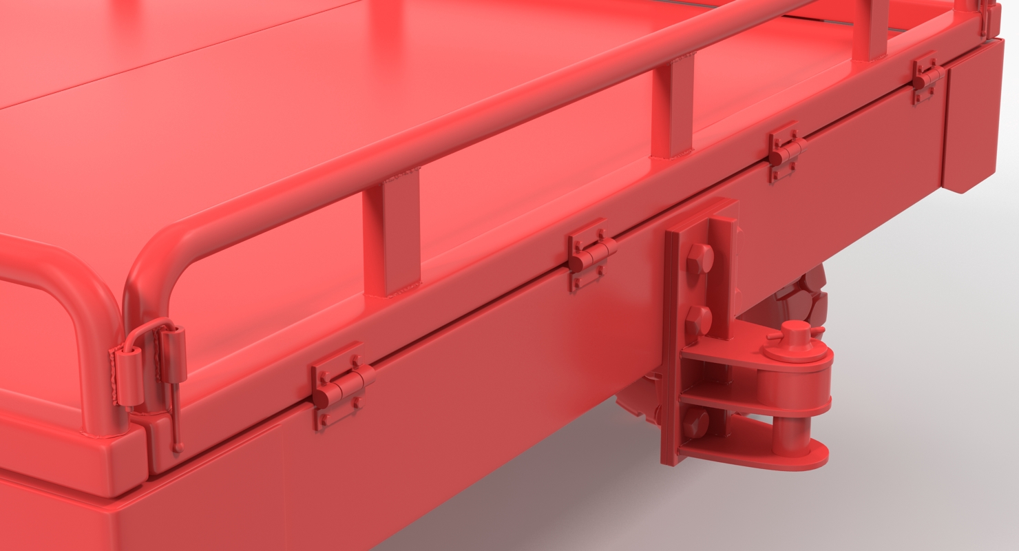 Airport Transport Trailer Low Bed Platform with Container 3D
