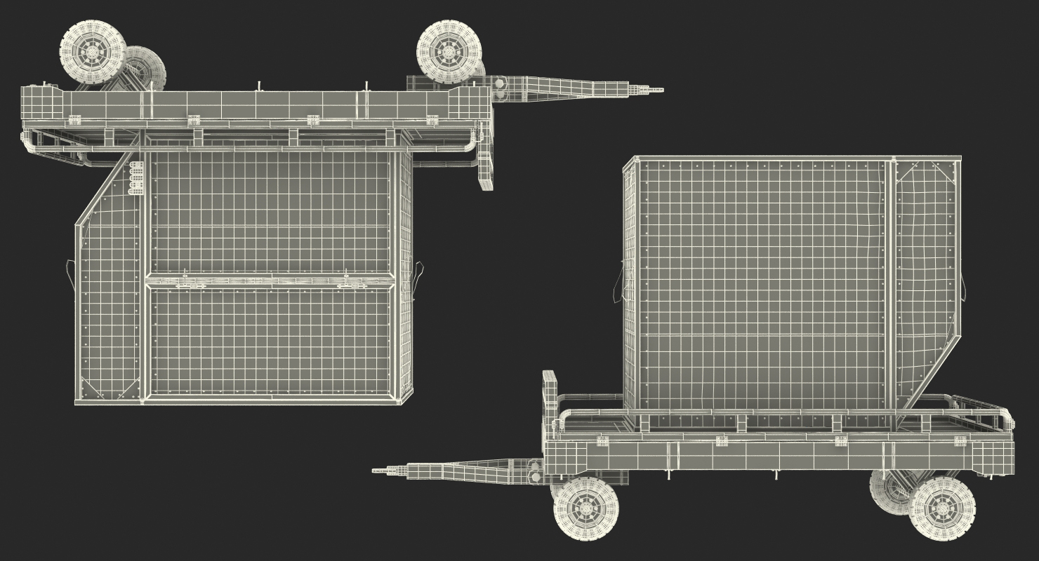 Airport Transport Trailer Low Bed Platform with Container 3D