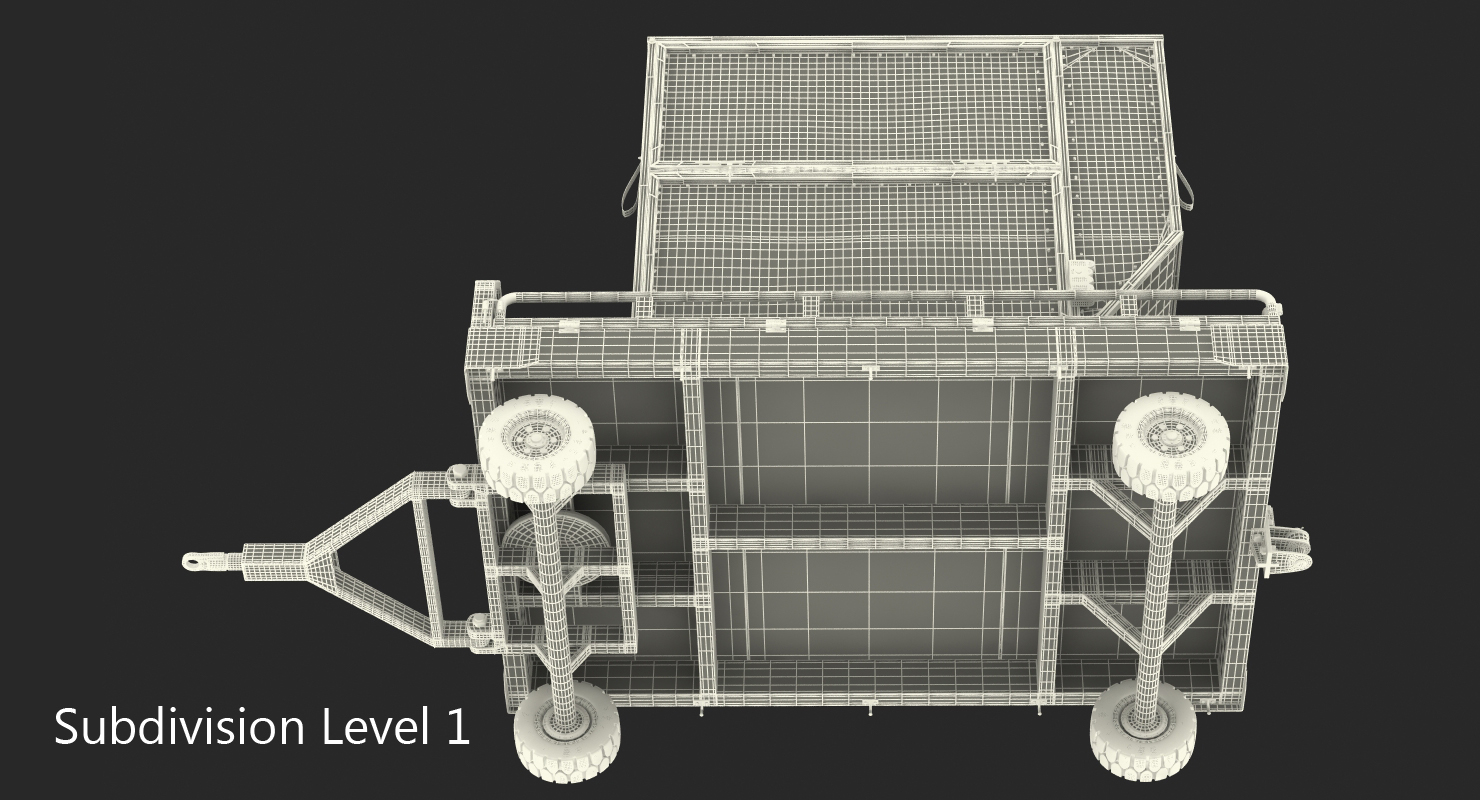 Airport Transport Trailer Low Bed Platform with Container 3D
