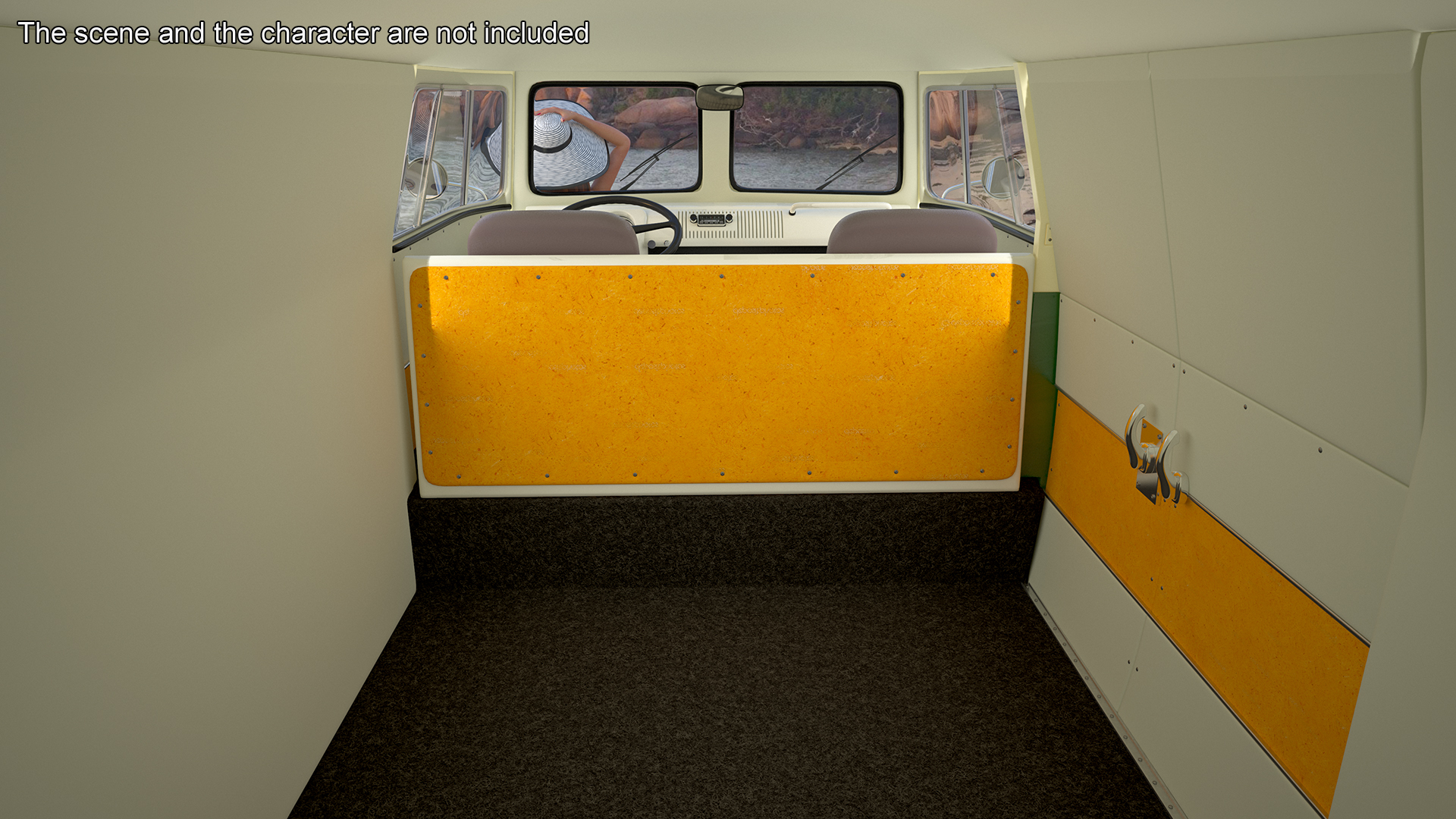 Vintage Volkswagen Bus with Side Door Rigged 3D model