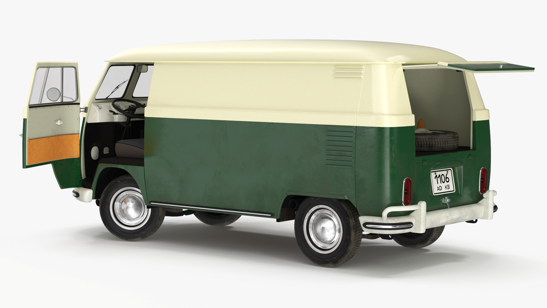 Vintage Volkswagen Bus with Side Door Rigged 3D model
