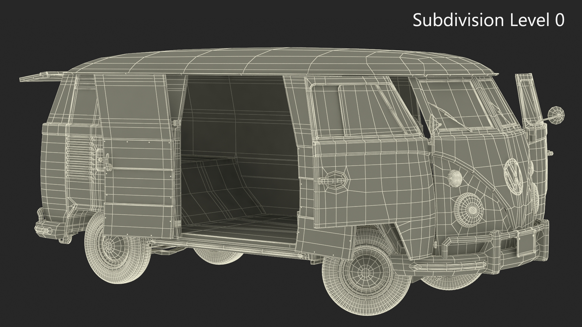 Vintage Volkswagen Bus with Side Door Rigged 3D model