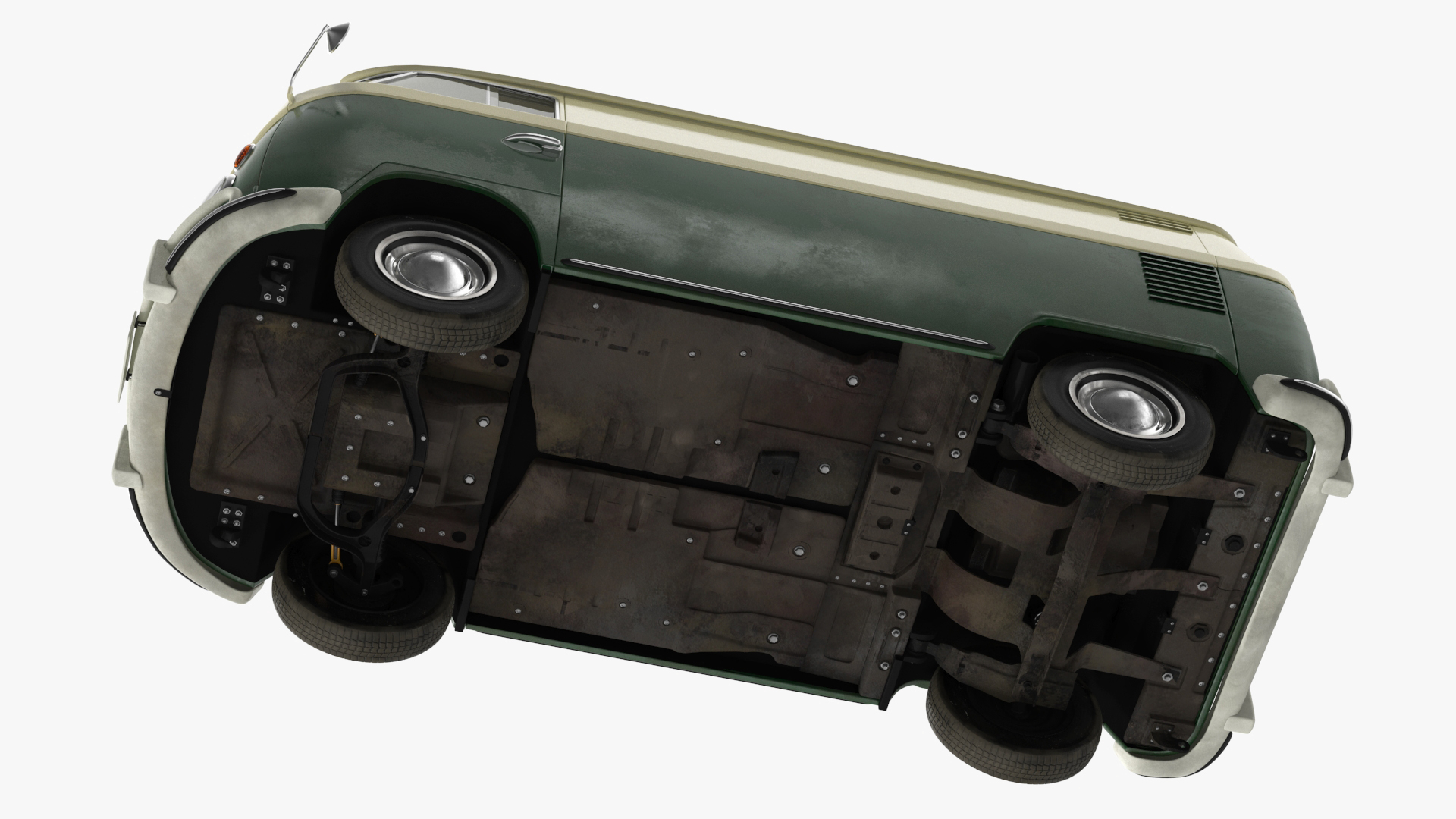 Vintage Volkswagen Bus with Side Door Rigged 3D model