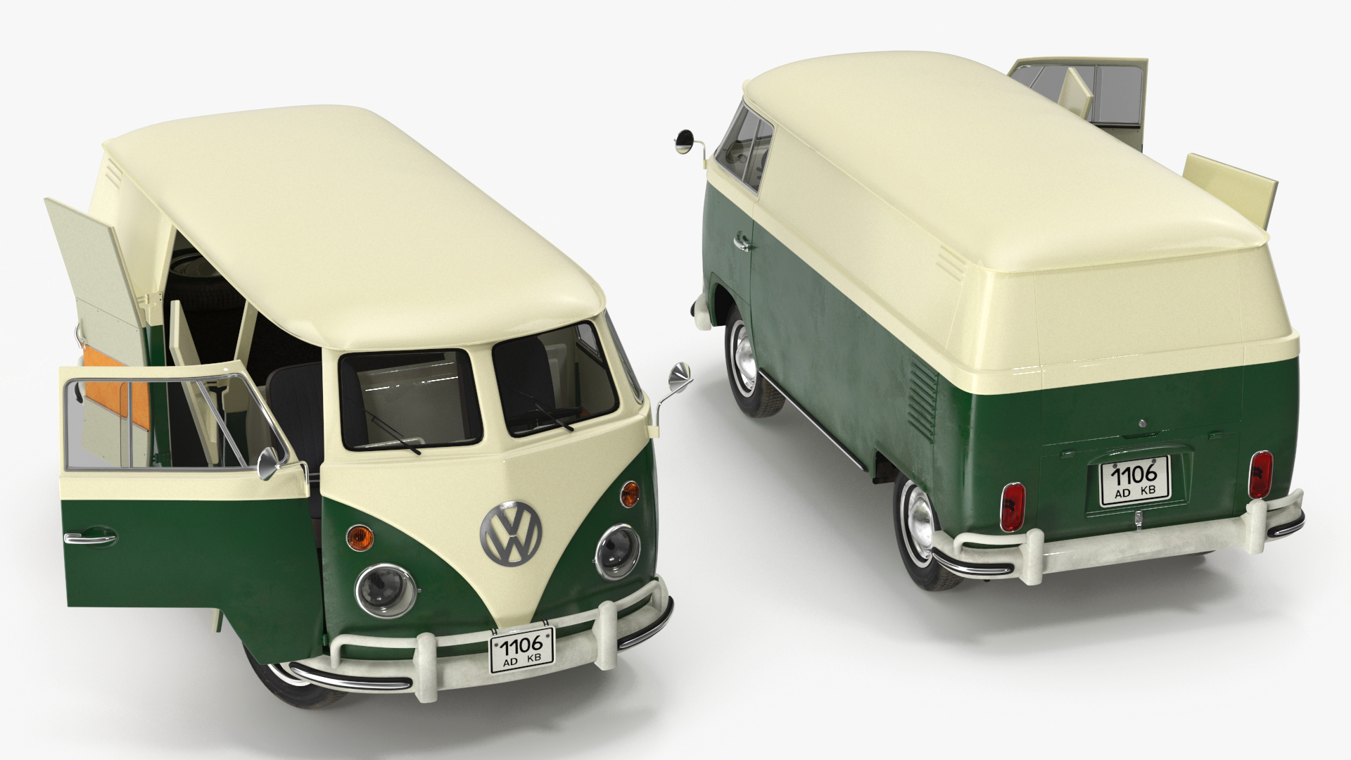 Vintage Volkswagen Bus with Side Door Rigged 3D model