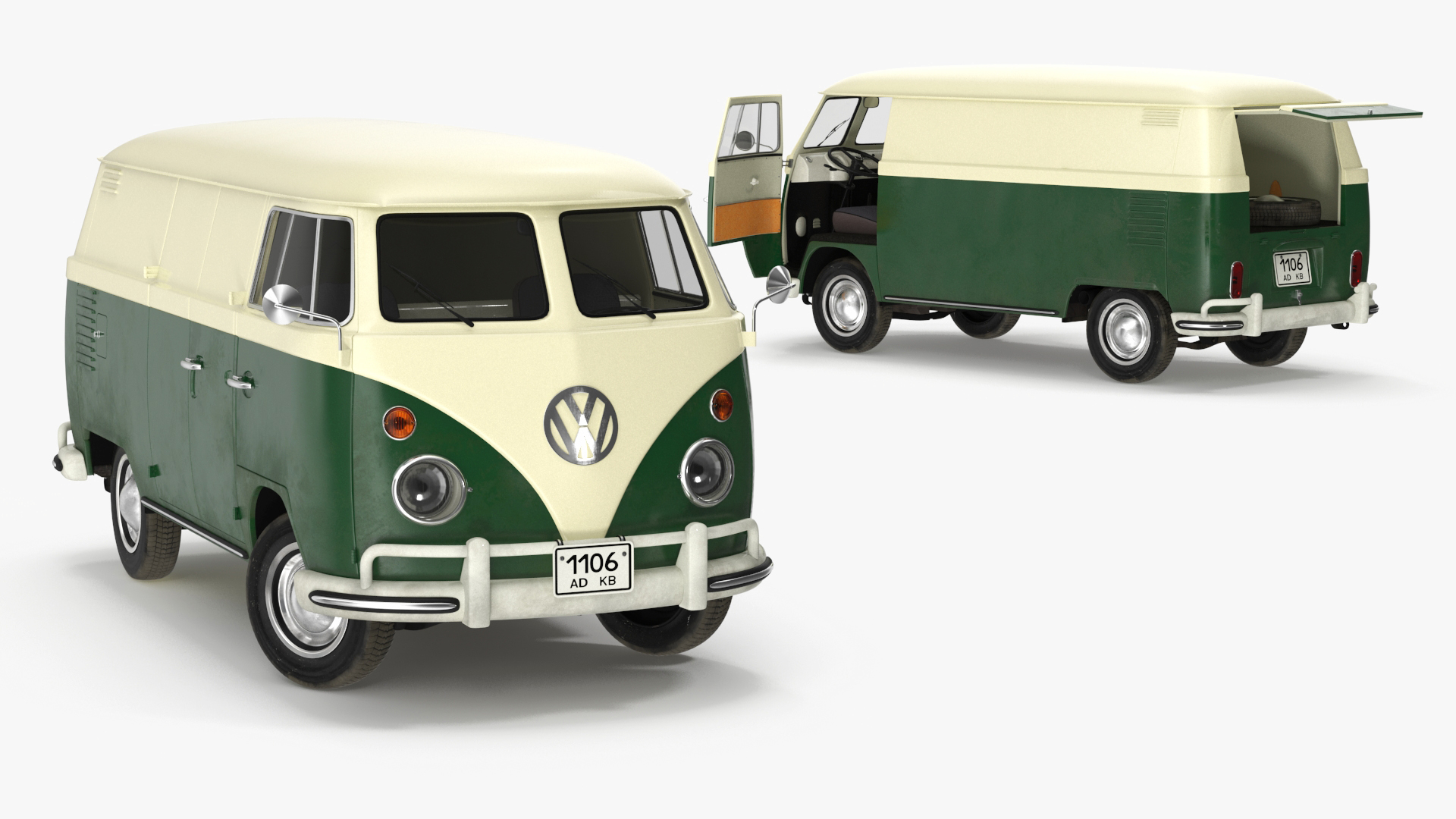 Vintage Volkswagen Bus with Side Door Rigged 3D model