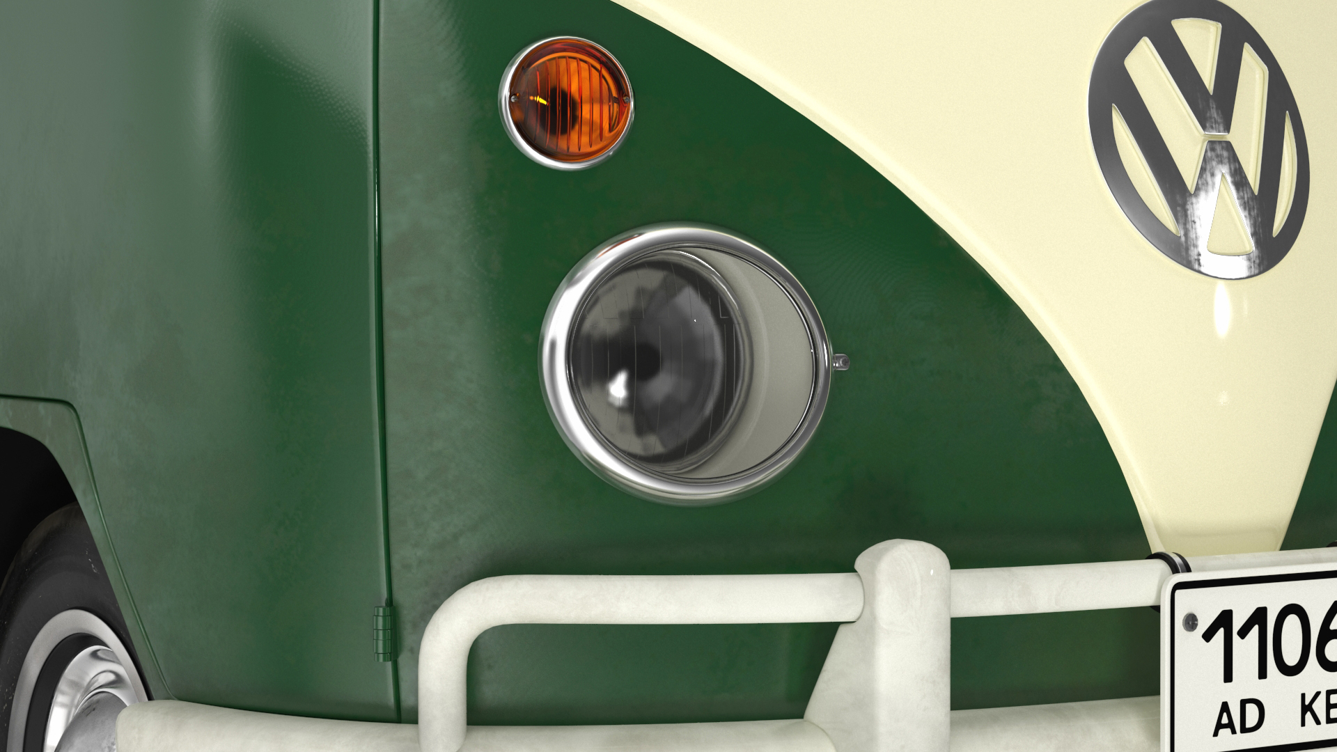 Vintage Volkswagen Bus with Side Door Rigged 3D model