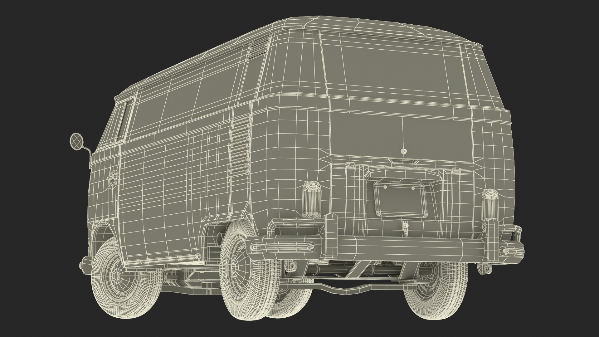 Vintage Volkswagen Bus with Side Door Rigged 3D model