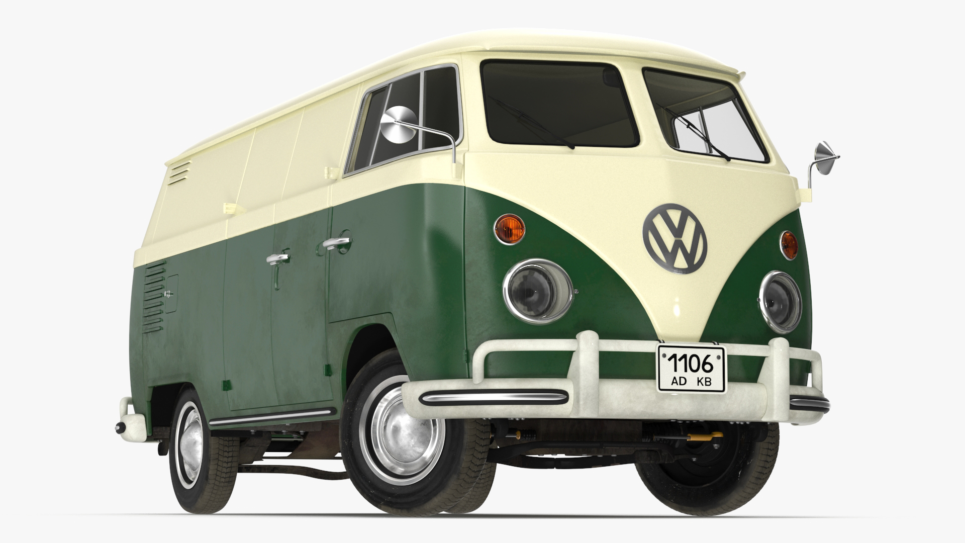 Vintage Volkswagen Bus with Side Door Rigged 3D model