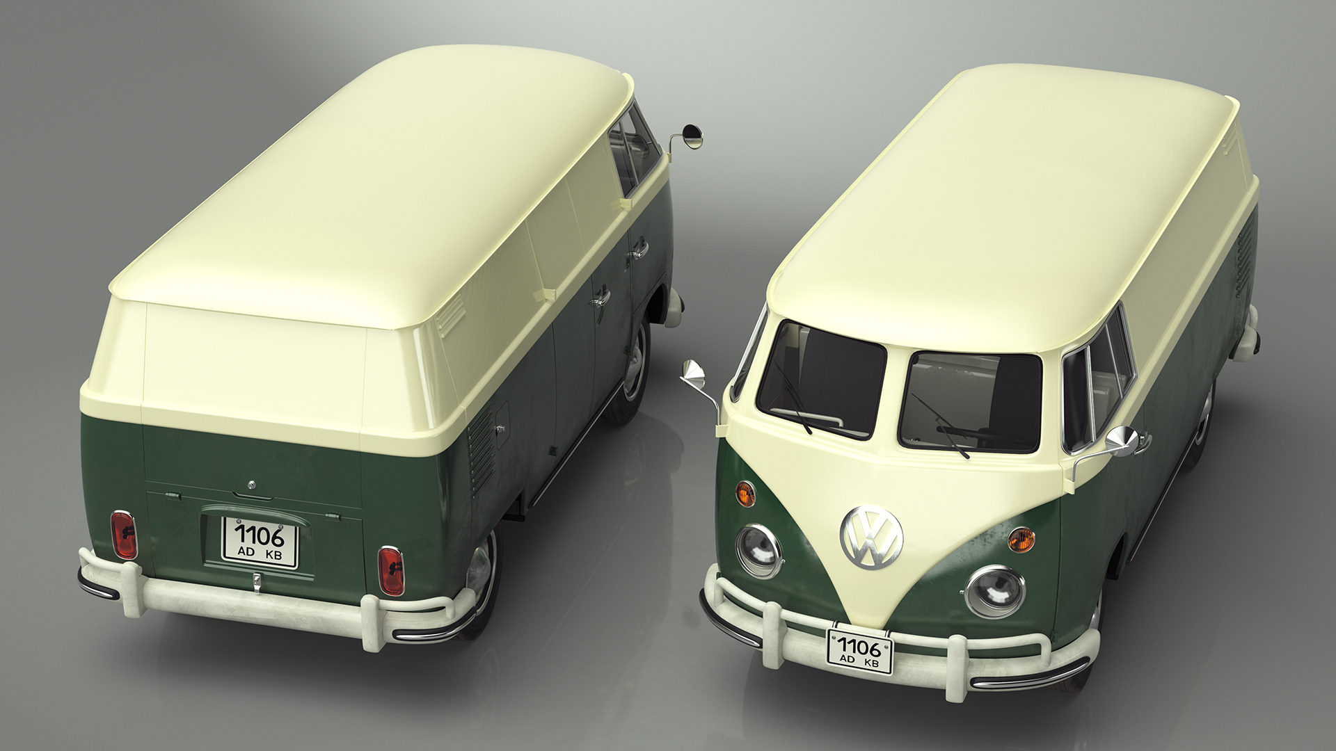 Vintage Volkswagen Bus with Side Door Rigged 3D model