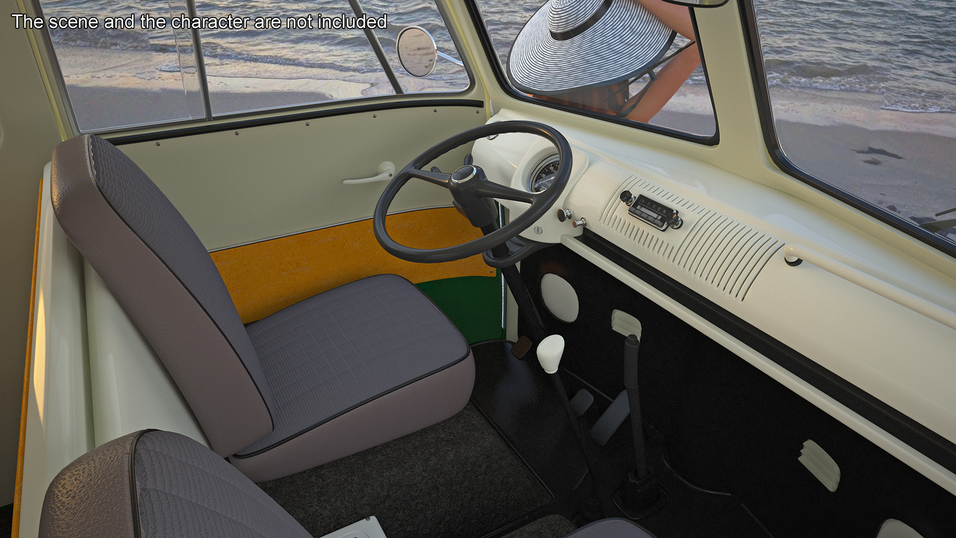 Vintage Volkswagen Bus with Side Door Rigged 3D model
