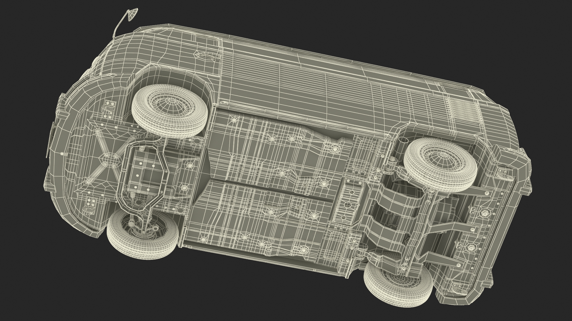 Vintage Volkswagen Bus with Side Door Rigged 3D model