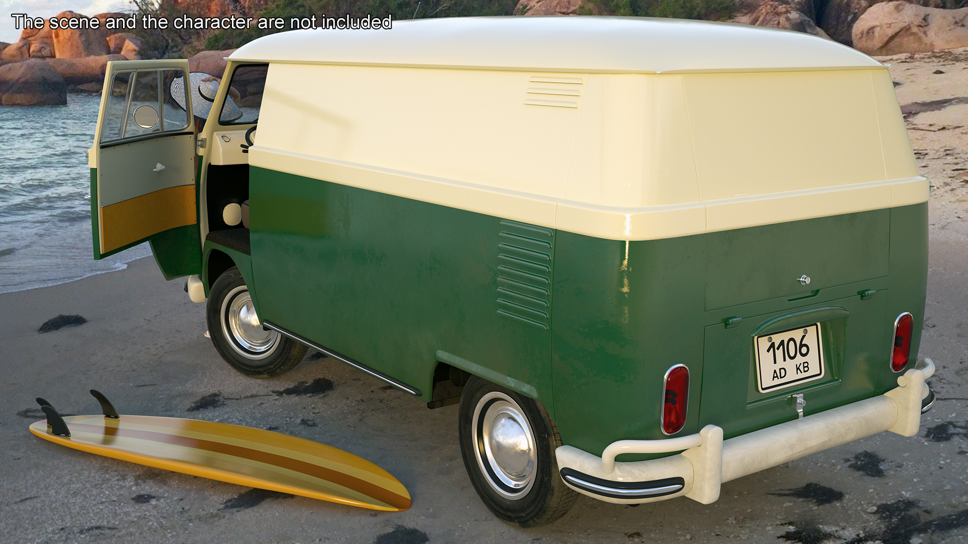 Vintage Volkswagen Bus with Side Door Rigged 3D model