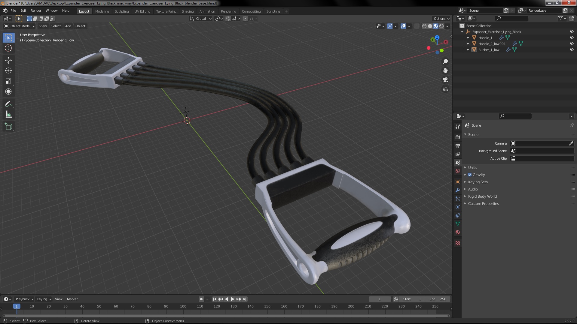 3D model Expander Exerciser Lying Black