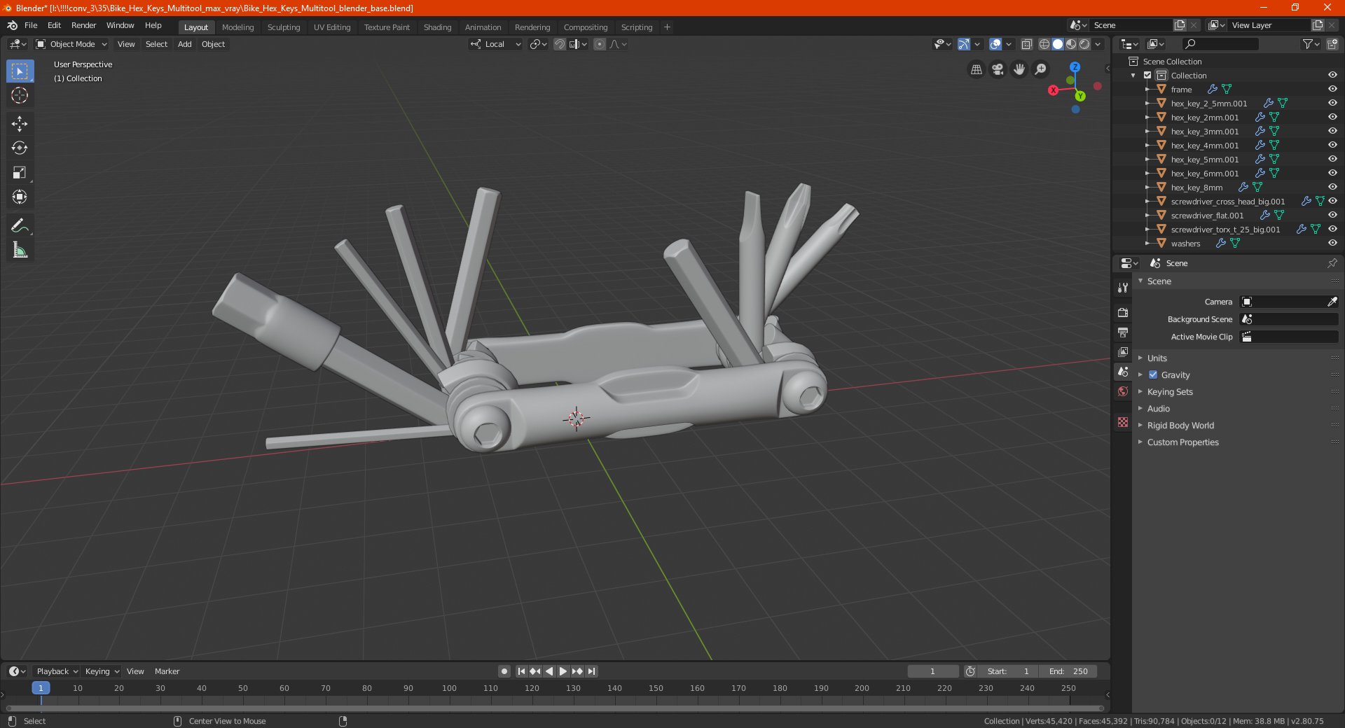 3D Bike Hex Keys Multitool model