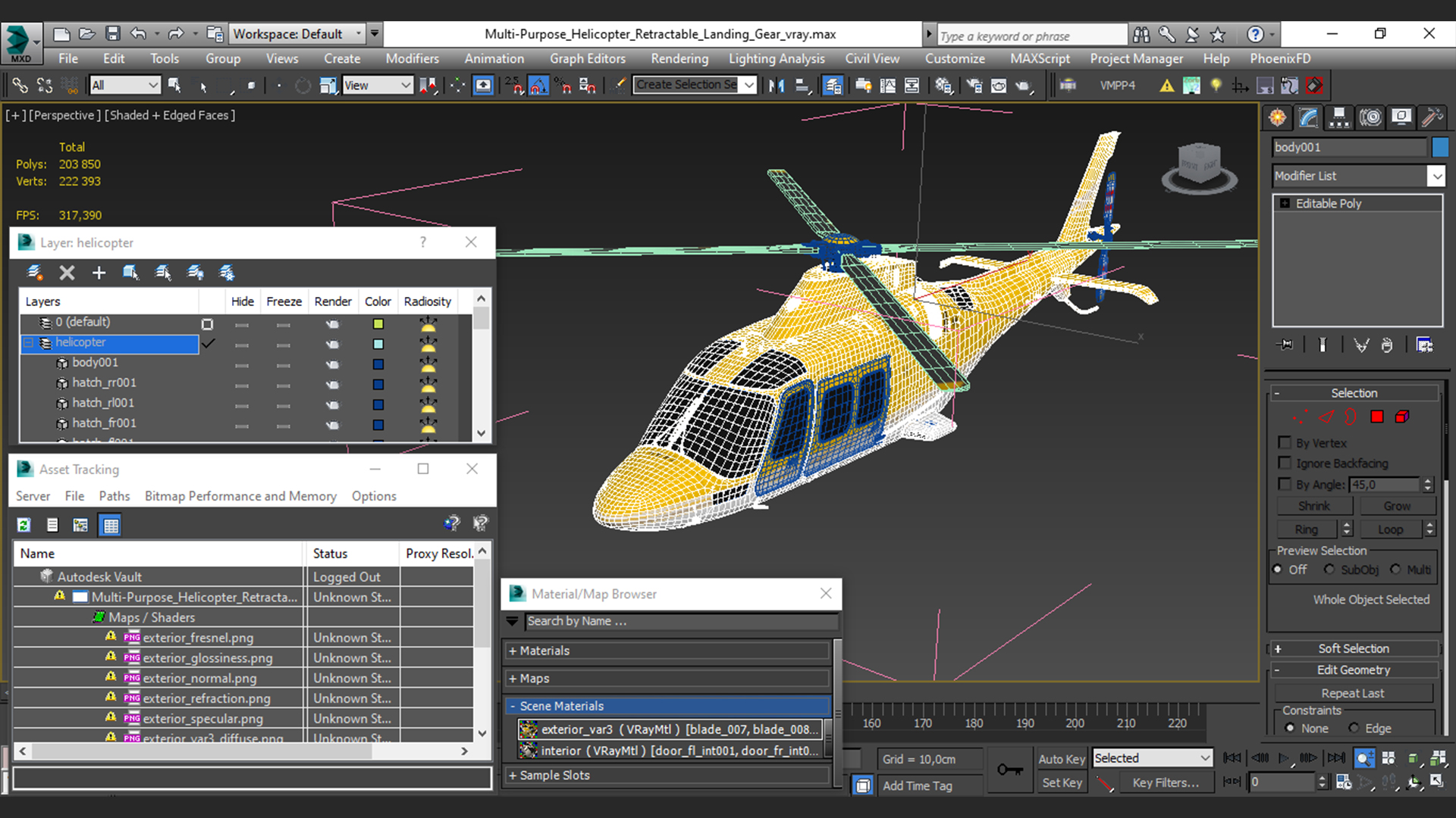 Multi-Purpose Helicopter Retractable Landing Gear 3D model