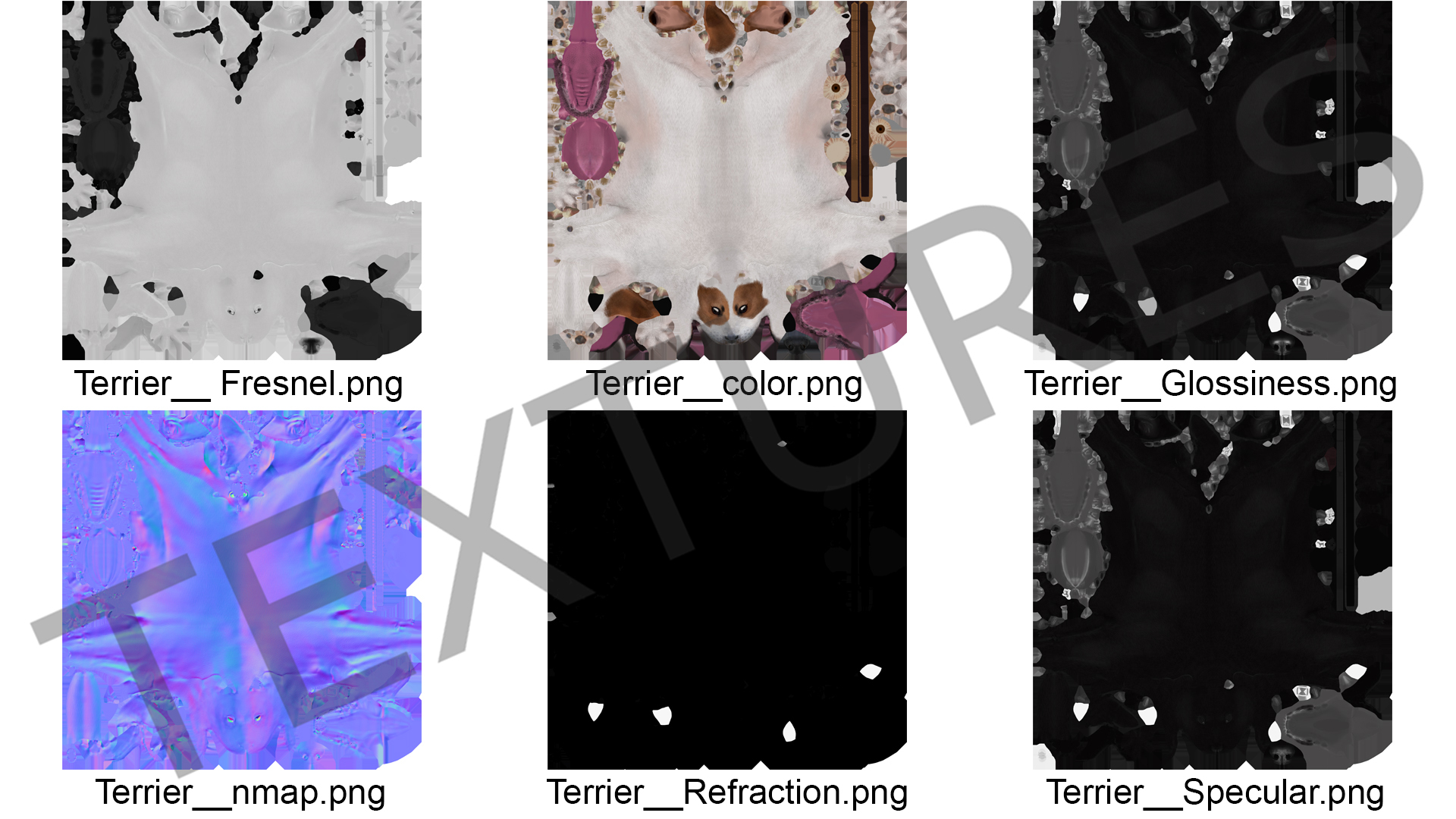 3D Jack Russell Terrier White Attention Pose