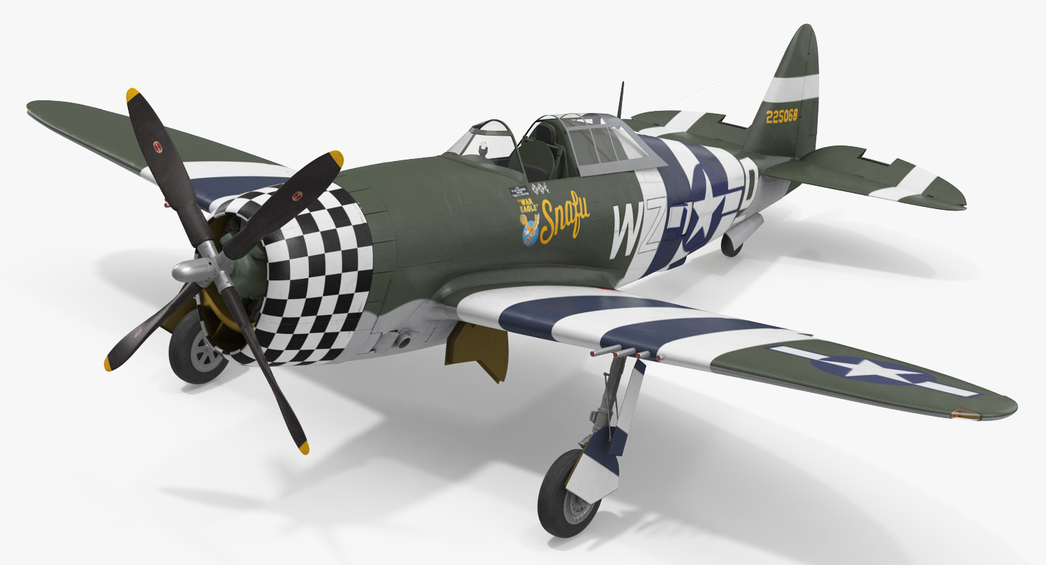Fighter Aircraft Republic P 47 Thunderbolt US WWII Rigged 3D