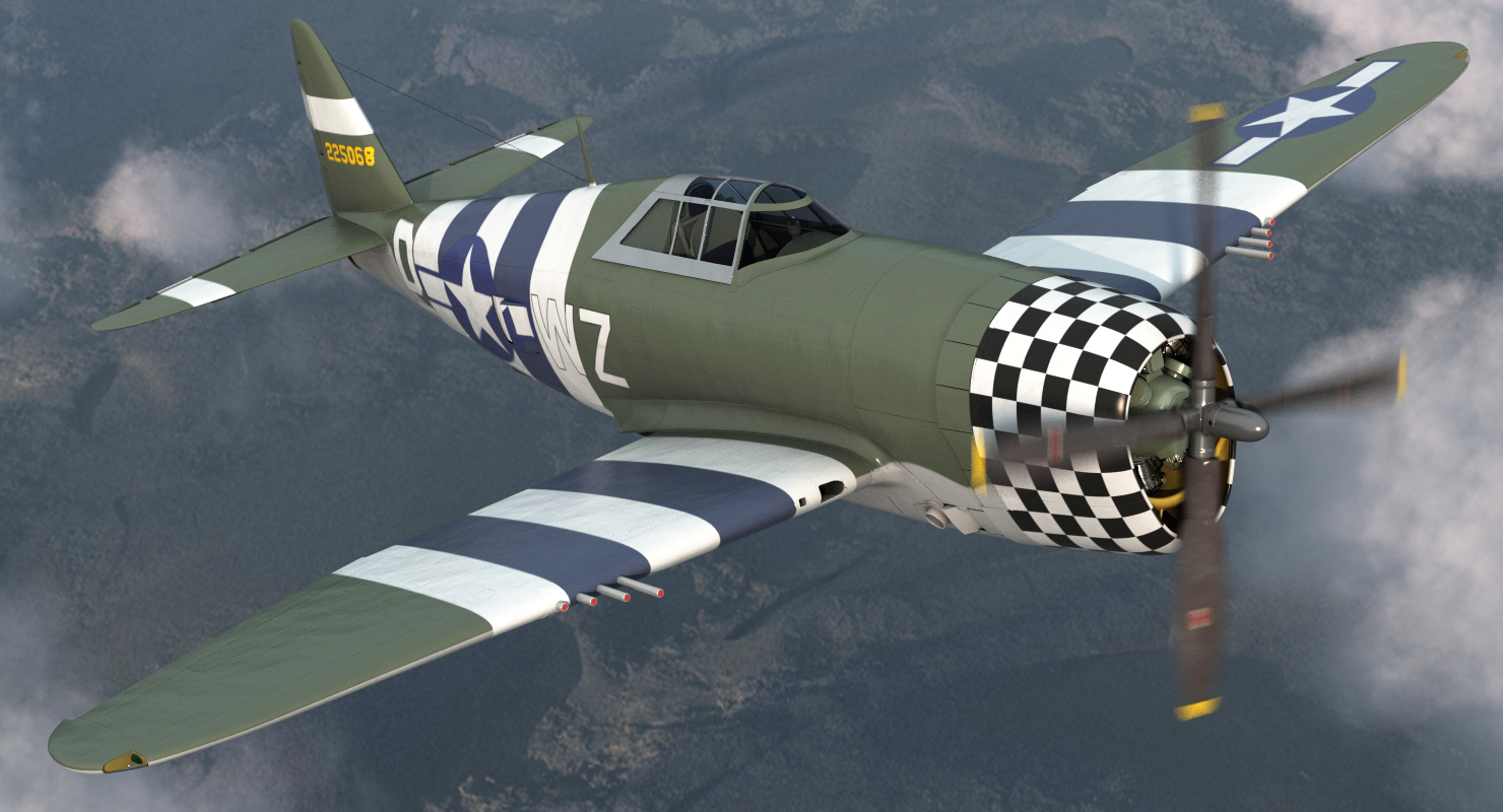 Fighter Aircraft Republic P 47 Thunderbolt US WWII Rigged 3D