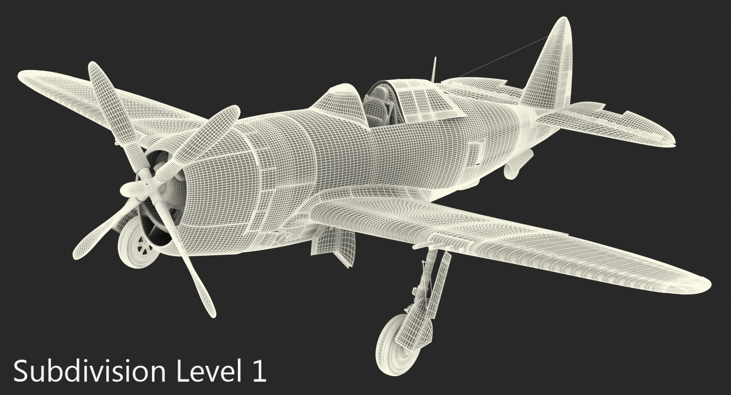 Fighter Aircraft Republic P 47 Thunderbolt US WWII Rigged 3D