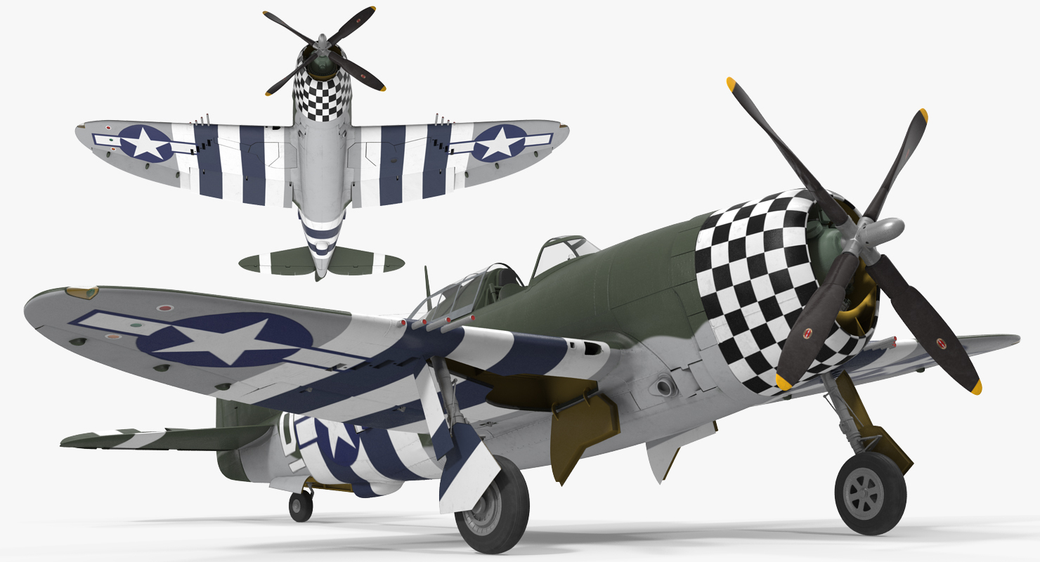 Fighter Aircraft Republic P 47 Thunderbolt US WWII Rigged 3D