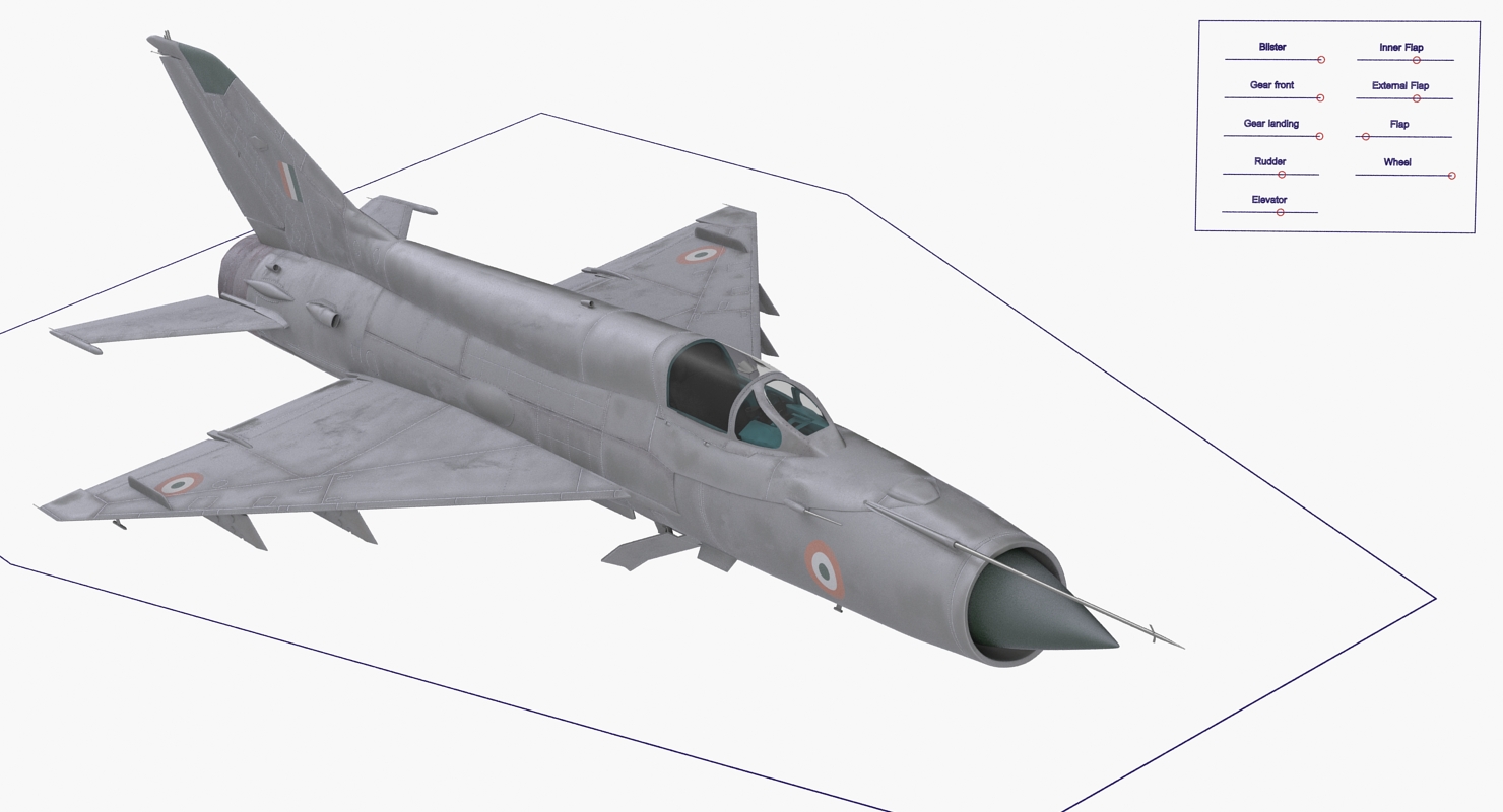 3D model MiG 21 Bison Indian Air Force IAF Rigged