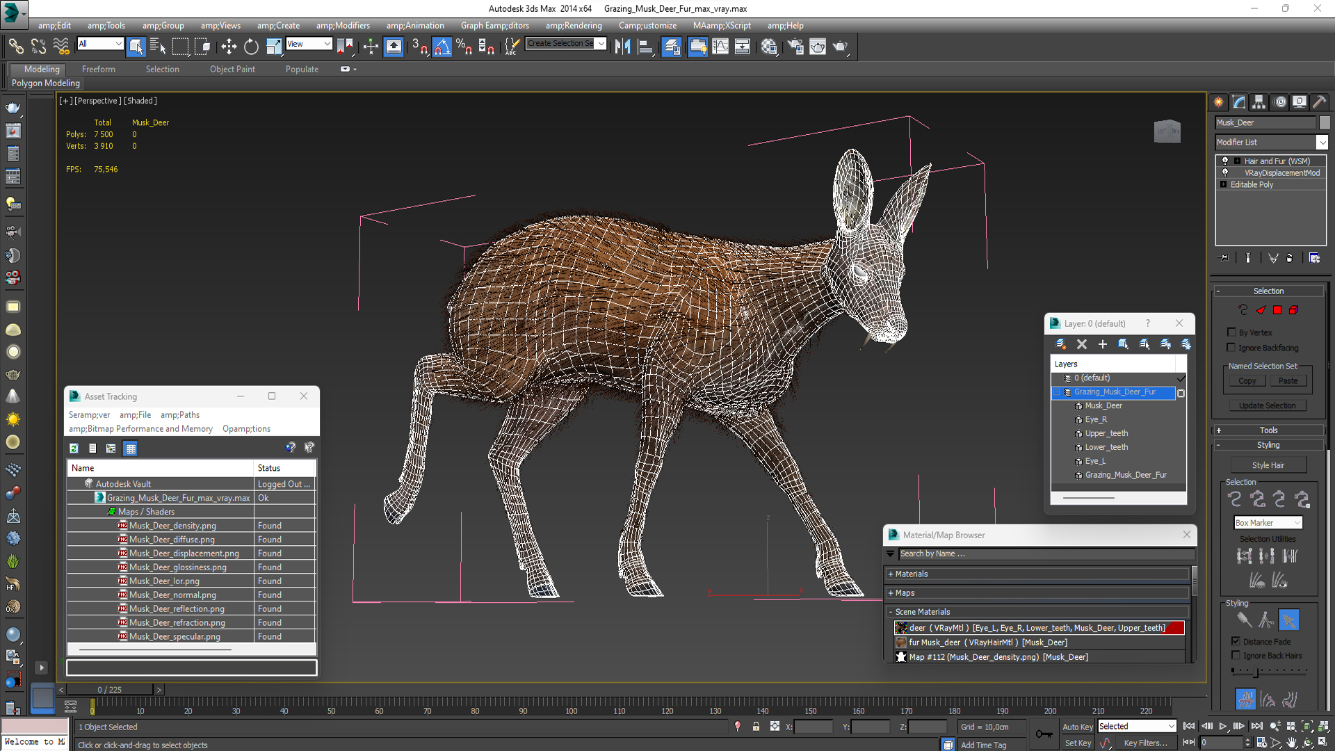 3D Grazing Musk Deer Fur