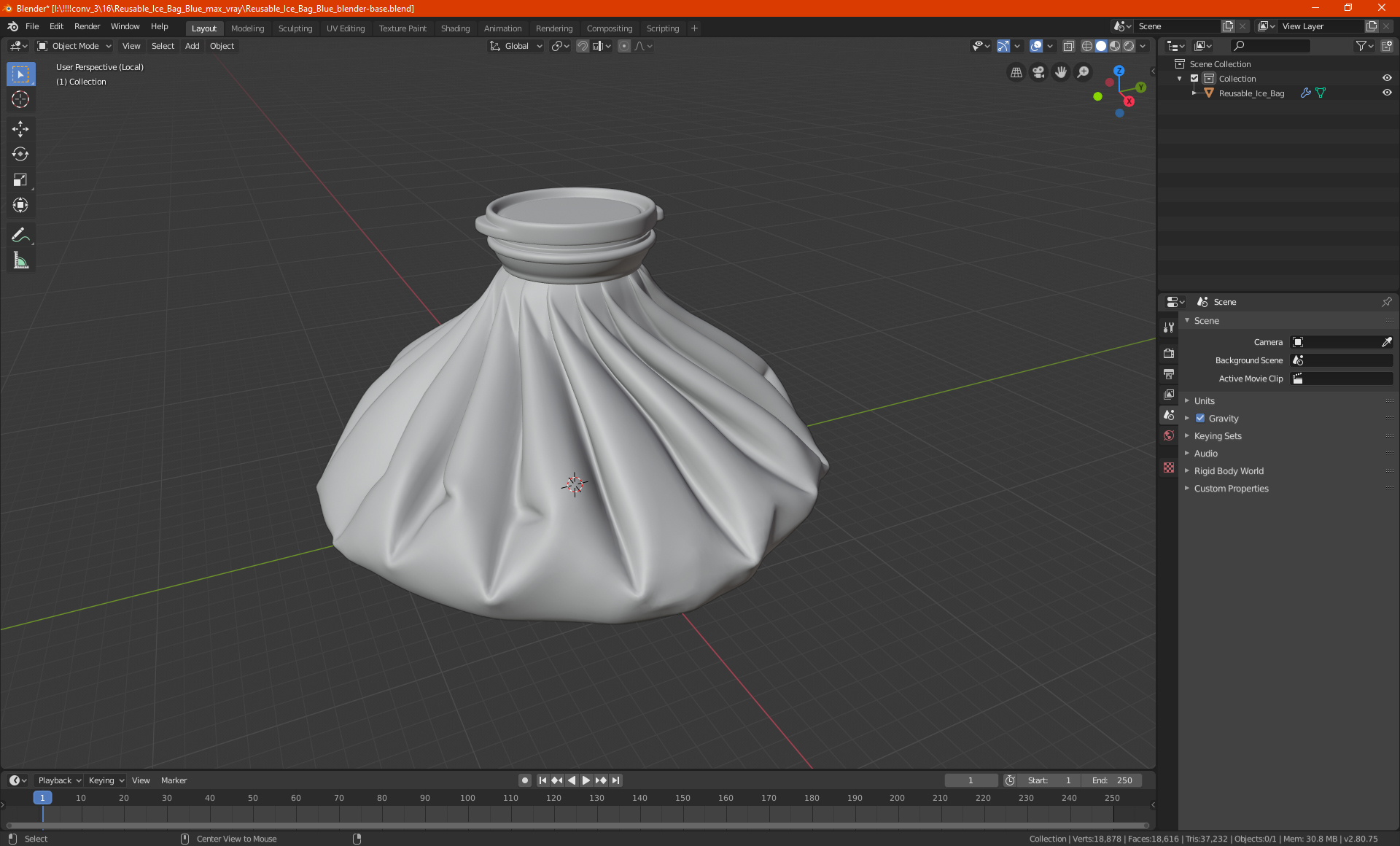 3D Reusable Ice Bag Blue