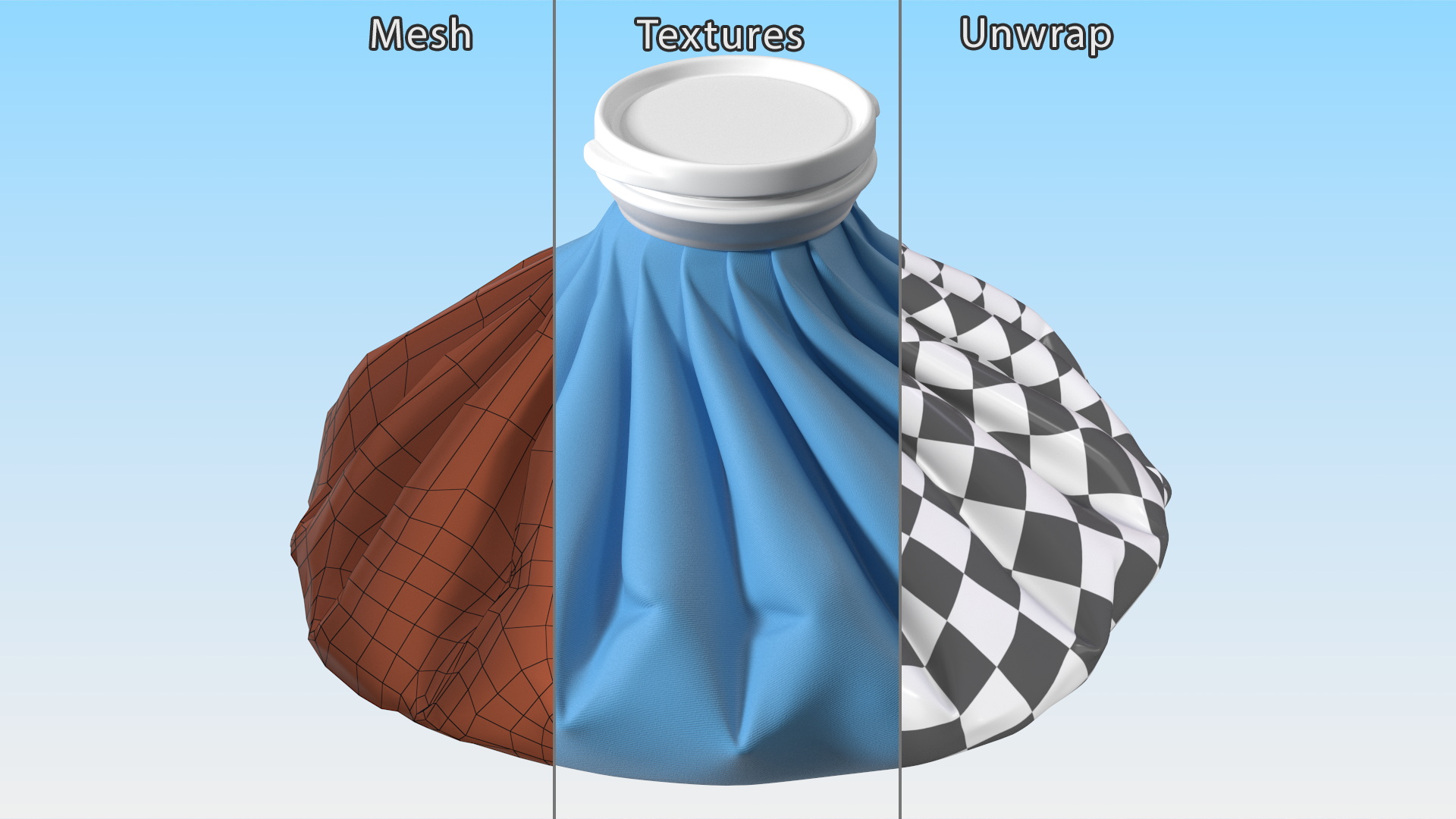 3D Reusable Ice Bag Blue