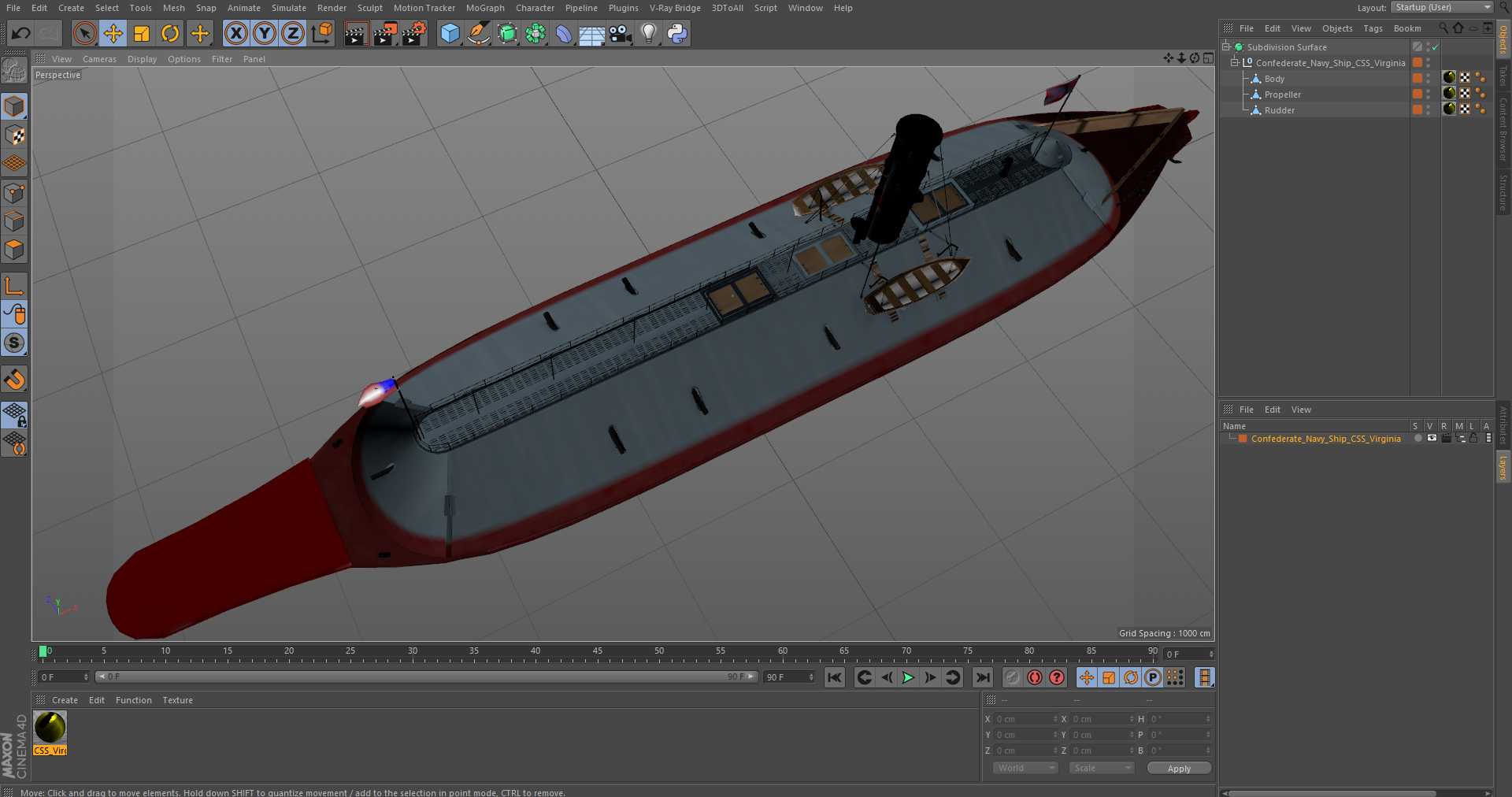 Confederate Navy Ship CSS Virginia 3D model