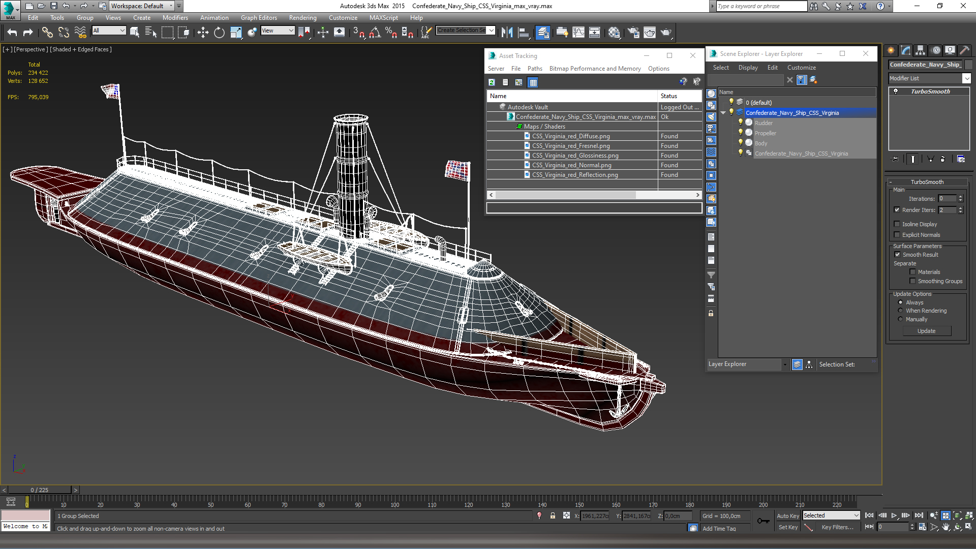 Confederate Navy Ship CSS Virginia 3D model