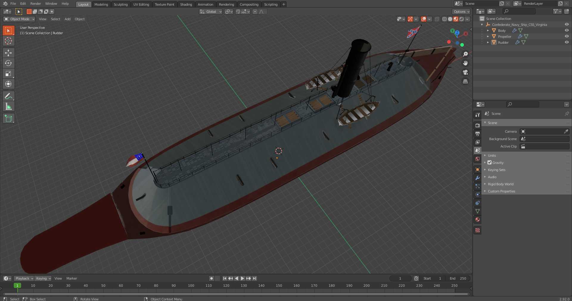 Confederate Navy Ship CSS Virginia 3D model