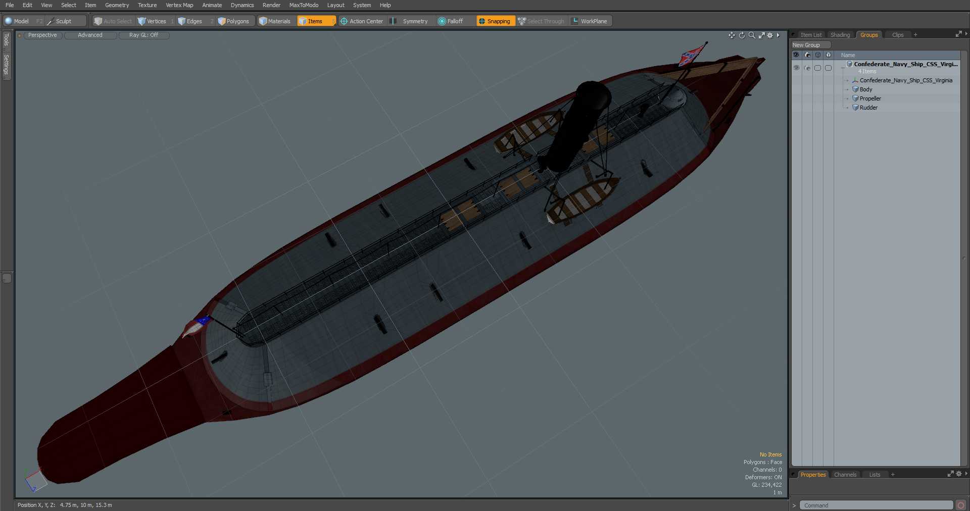 Confederate Navy Ship CSS Virginia 3D model