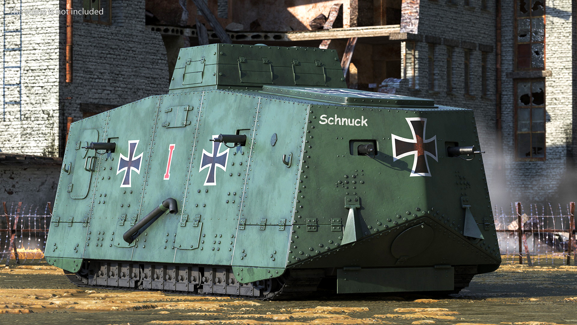 3D Sturmpanzerwagen A7V Deutscher WW1 Panzer Rigged model